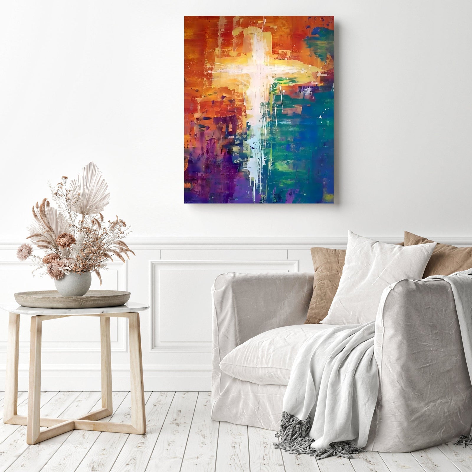 Abstract Cross | Diamond Painting Displayed as Home Decor