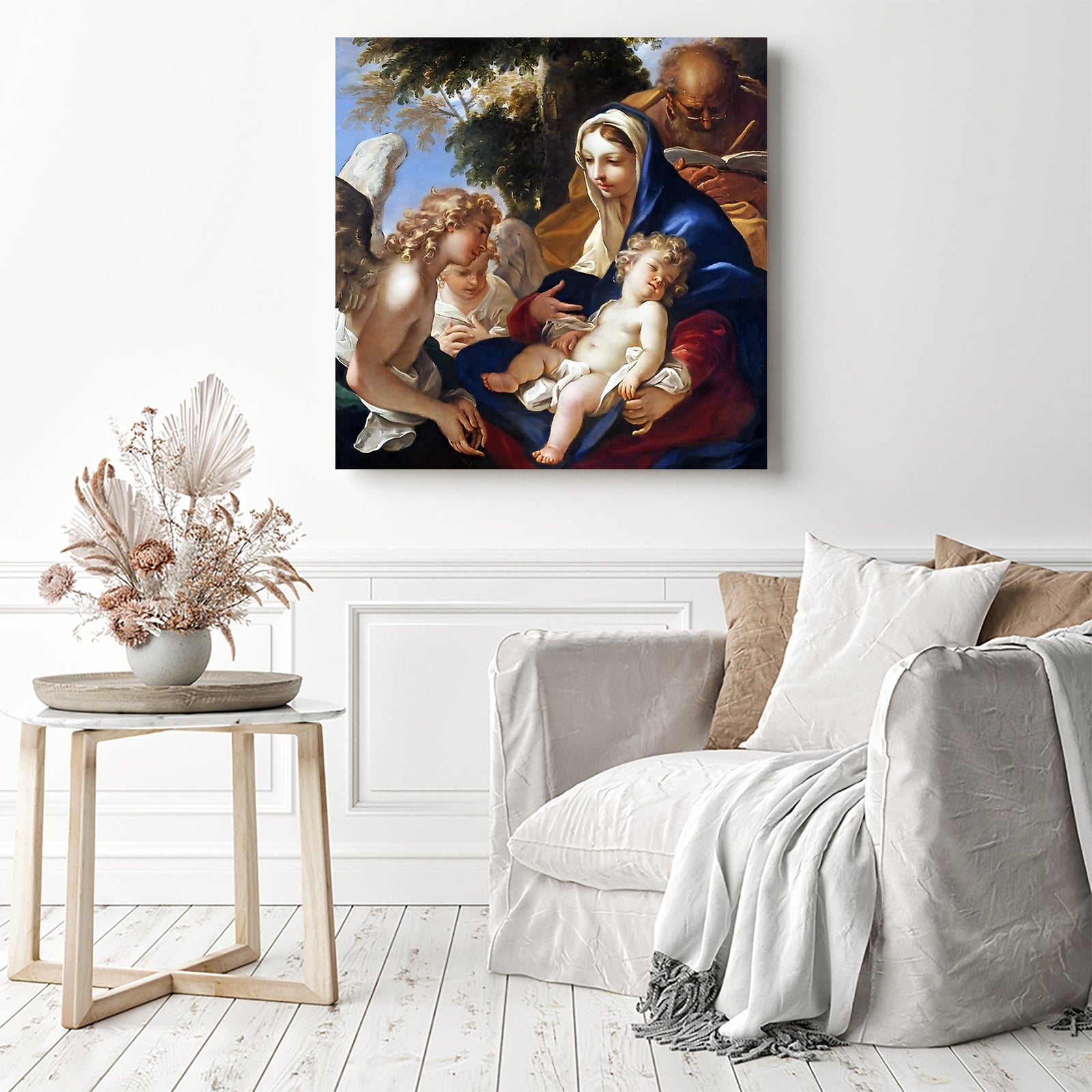 Holy Family and Angels | Diamond Painting Displayed as Home Decor