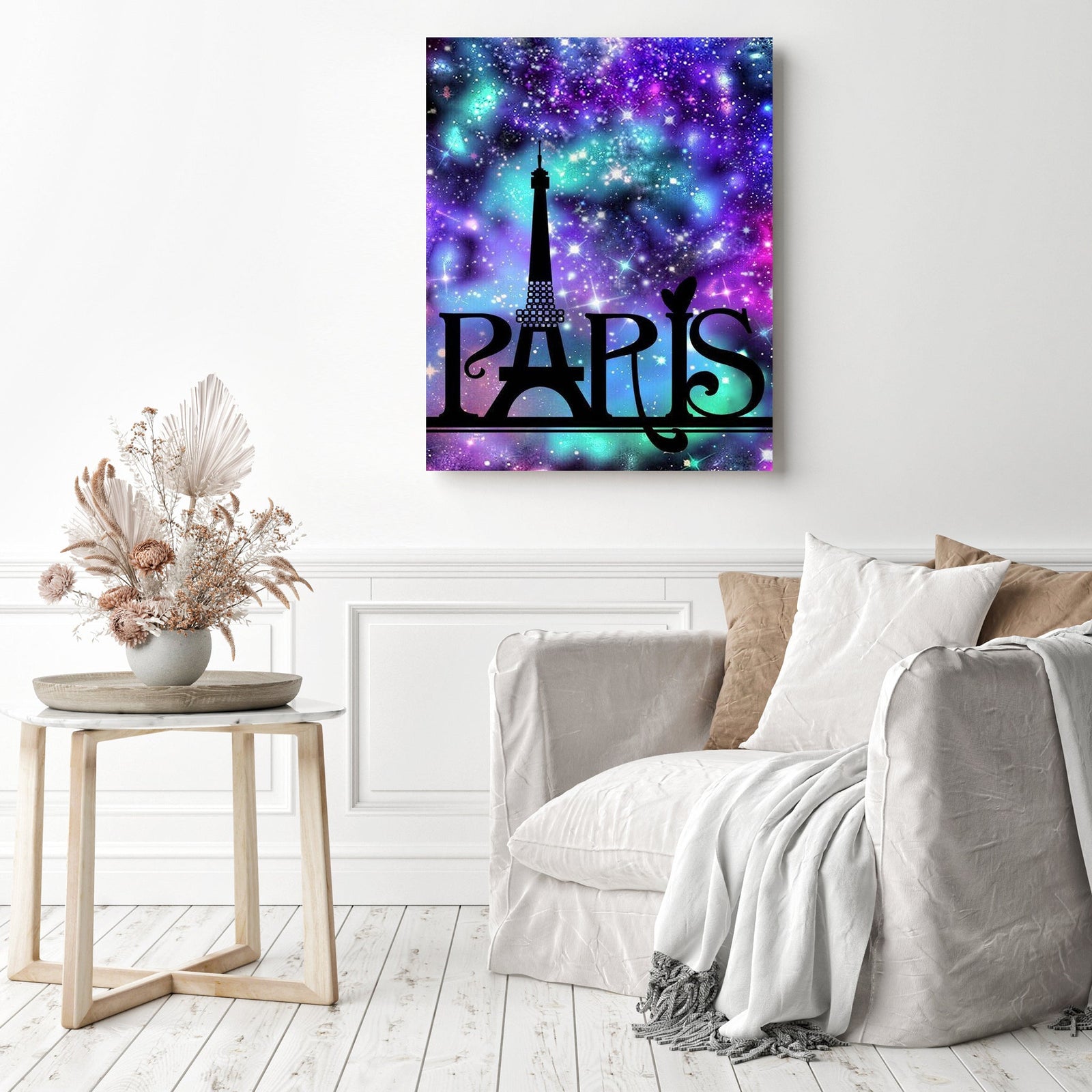 Colorful Paris Eiffel Tower | Diamond Painting Displayed as Home Decor