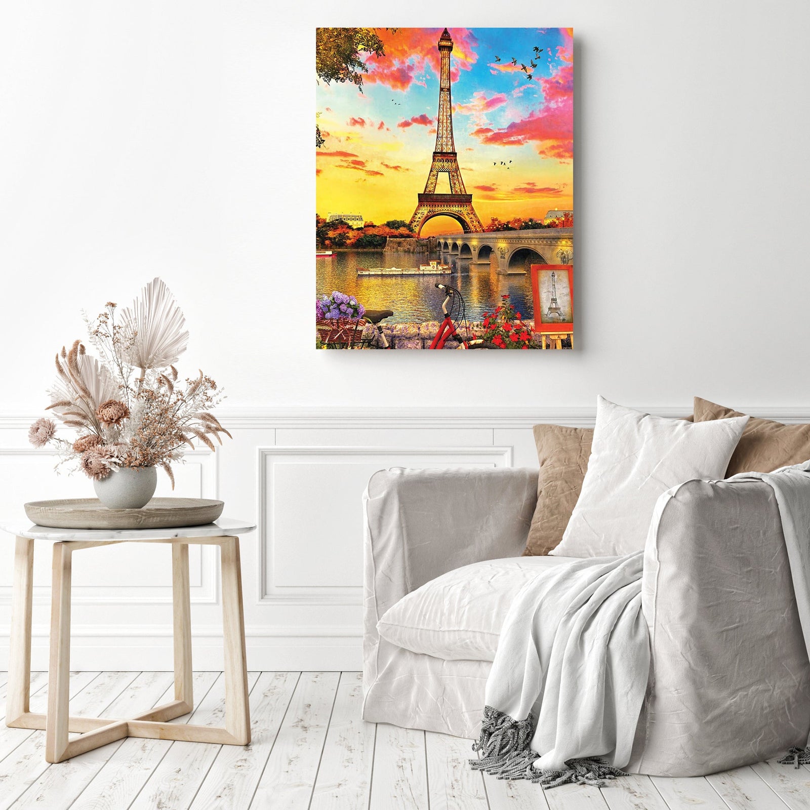 Vivid Eiffel Tower | Diamond Painting Displayed as Home Decor