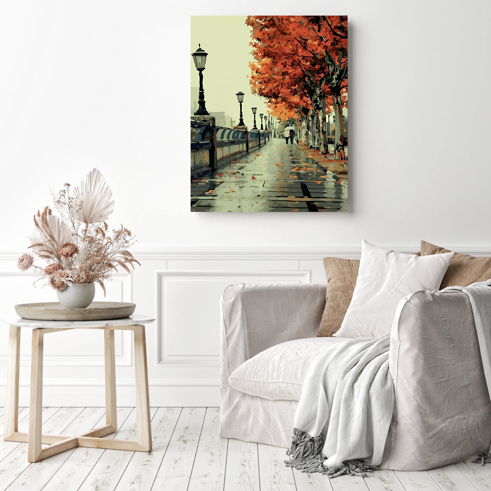 Romantic Love Autumn | Diamond Painting Displayed as Home Decor