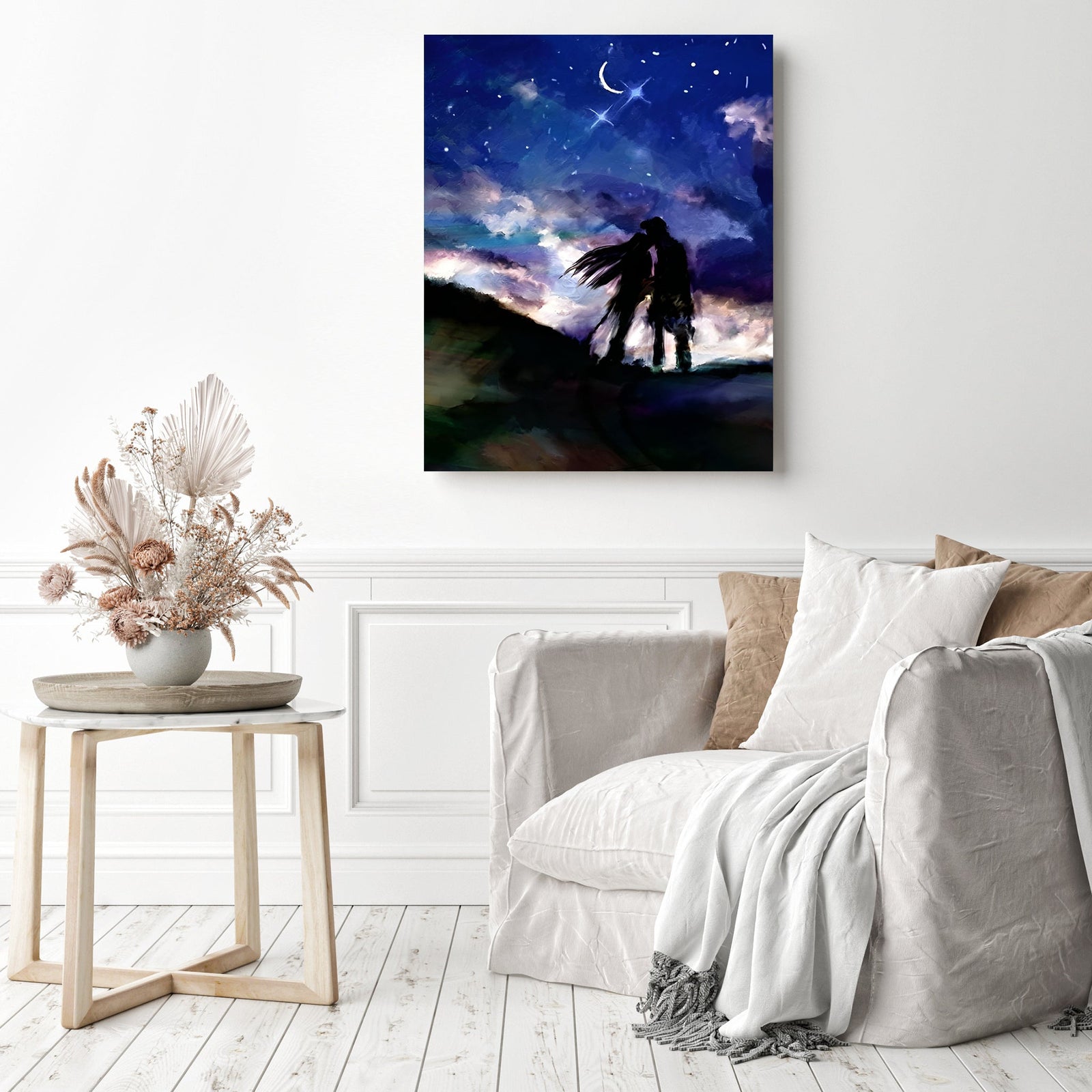 Kissing Under the Stars | Diamond Painting Displayed as Home Decor