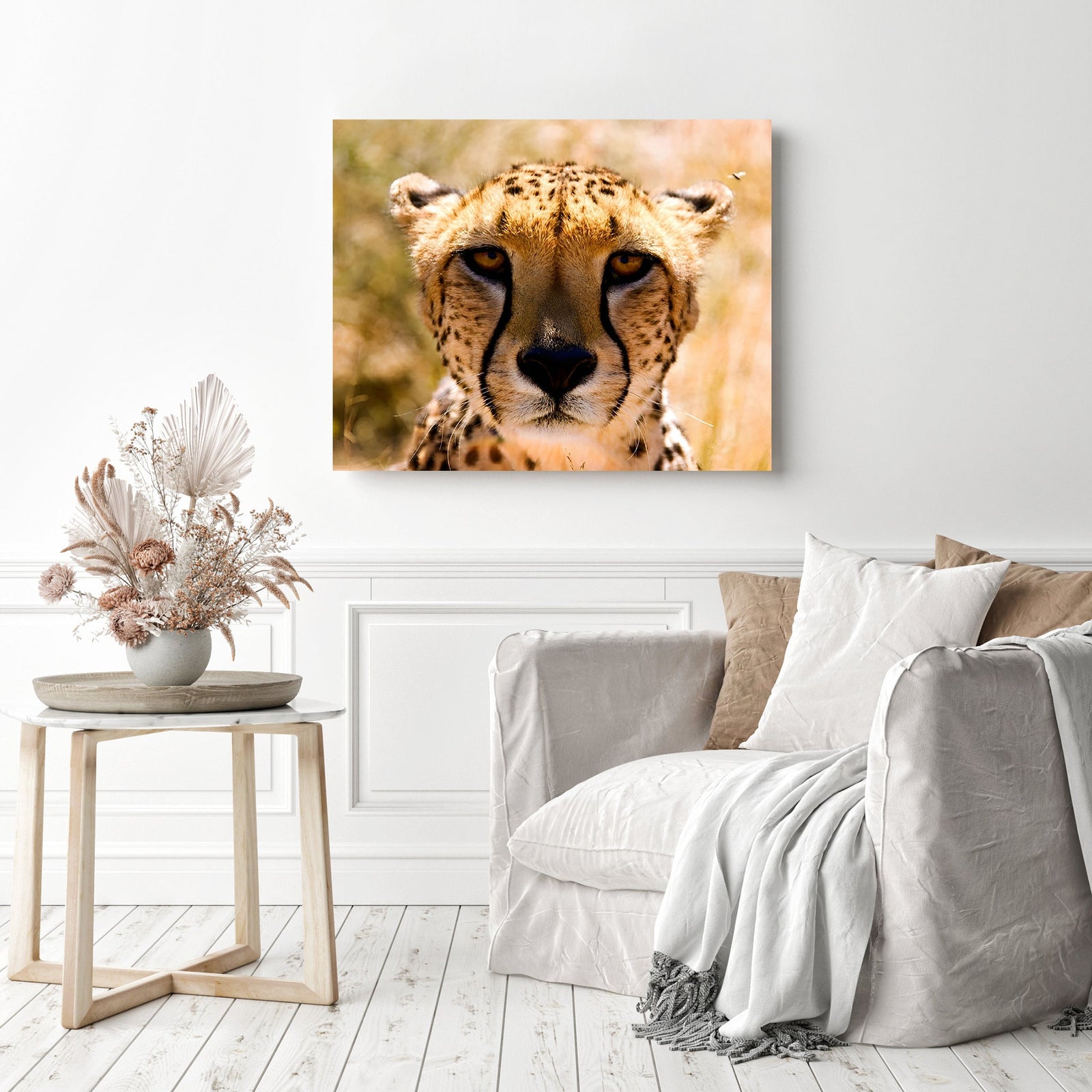 Cheetah Closeup | Diamond Painting Displayed as Home Decor