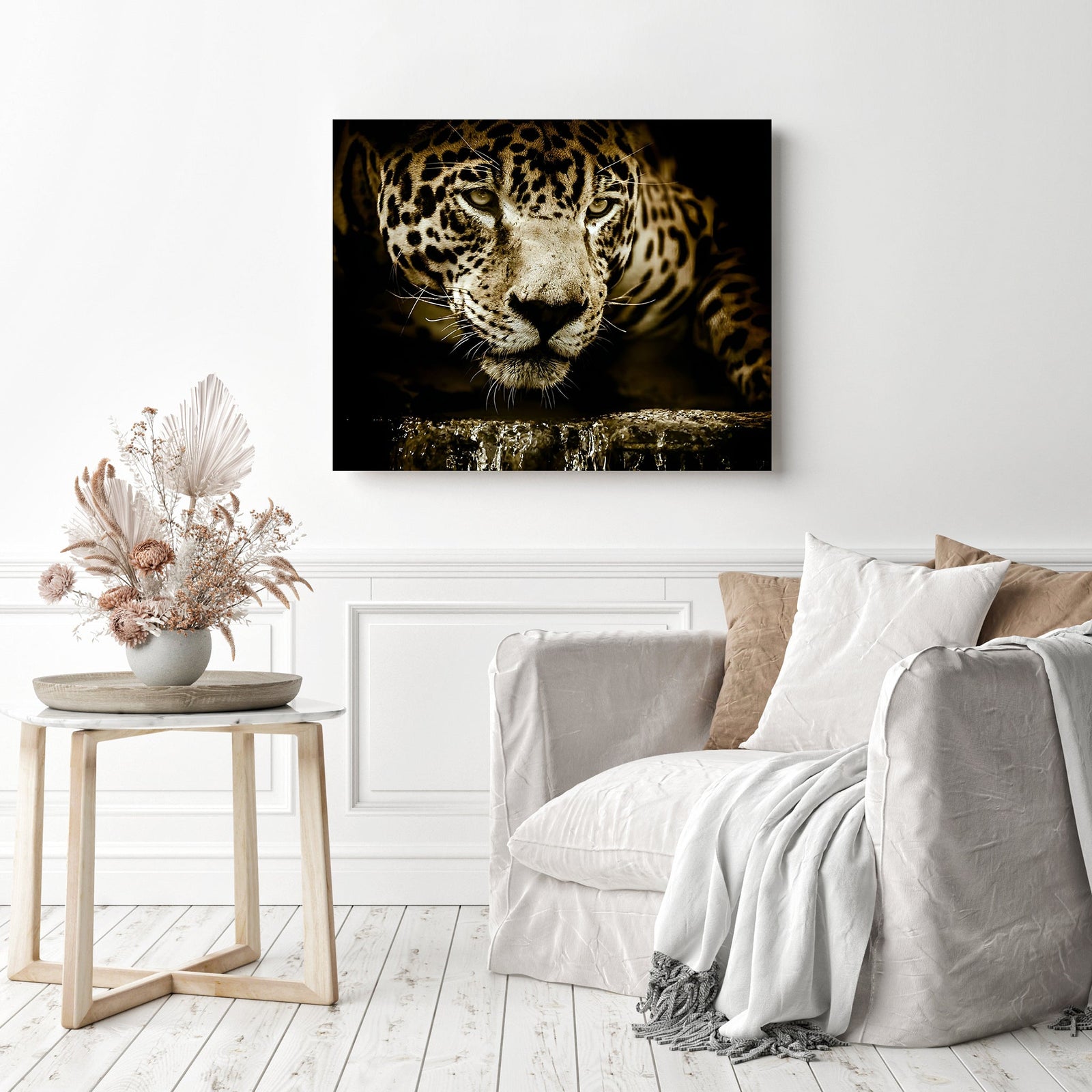 Menacing Jaguar | Diamond Painting Displayed as Home Decor