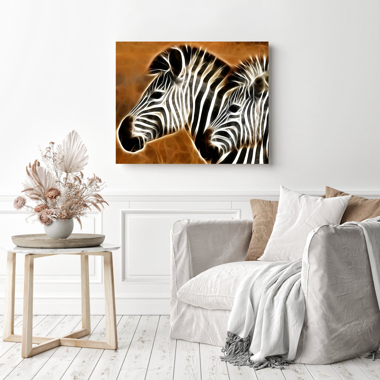 Chasing Zebras | Diamond Painting Displayed as Home Decor