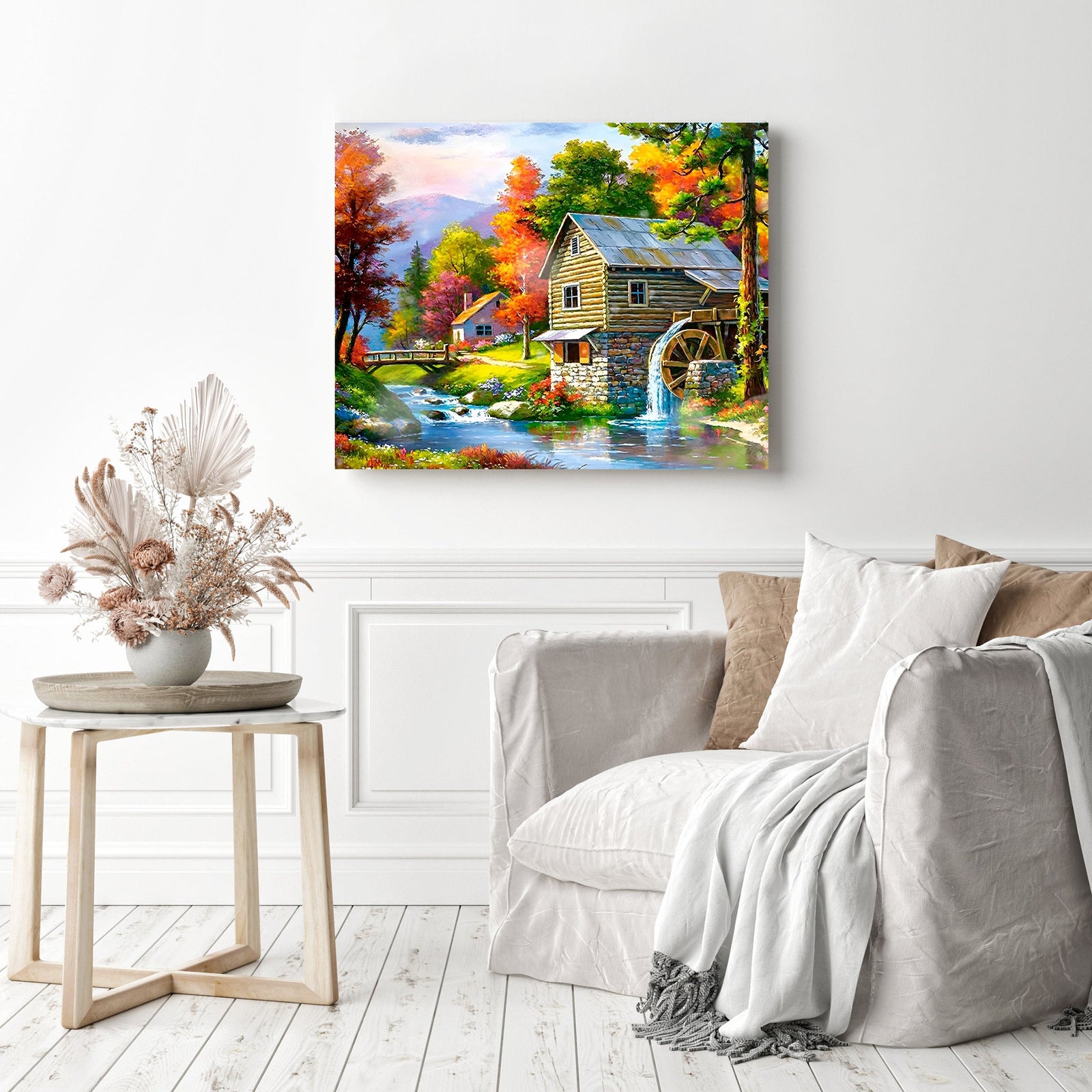 Autumn Cottage | Diamond Painting Displayed as Home Decor