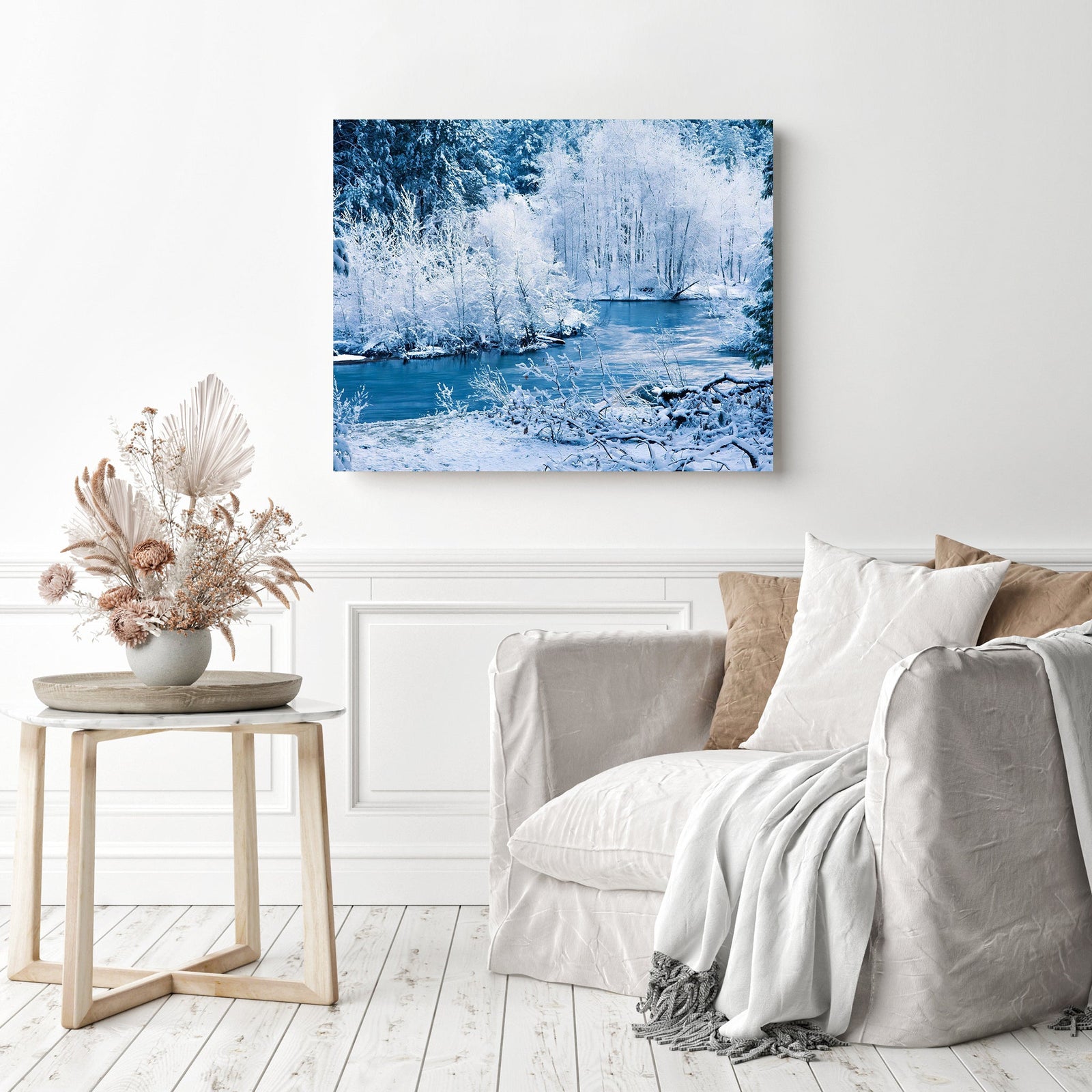 Winter Lake | Diamond Painting Displayed as Home Decor