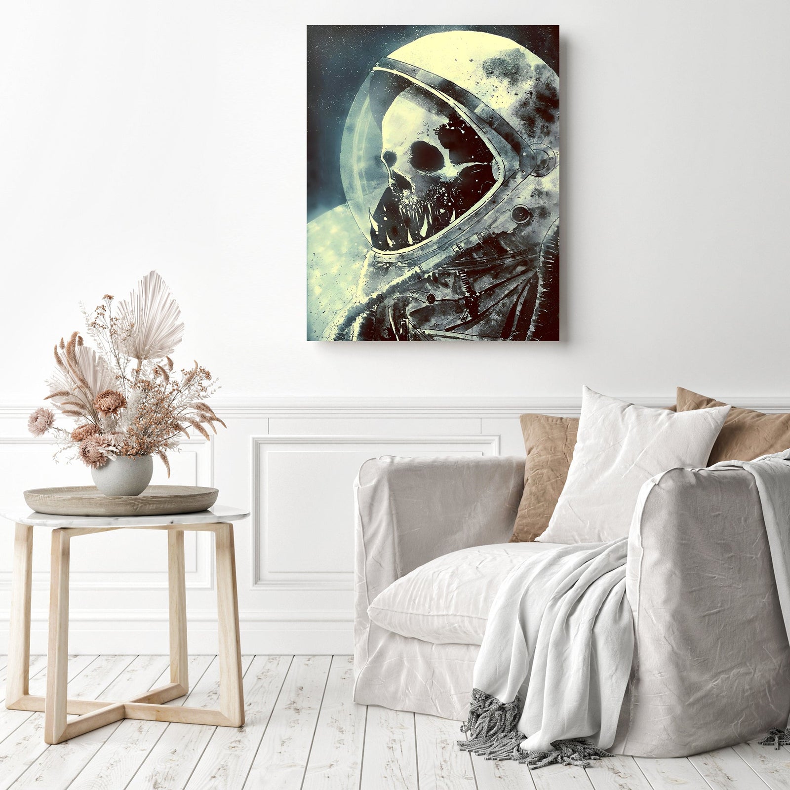 Outer Space Skull | Diamond Painting Displayed as Home Decor