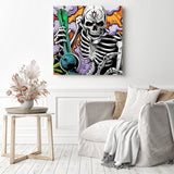 Skull and Smoke | Diamond Painting Displayed as Home Decor