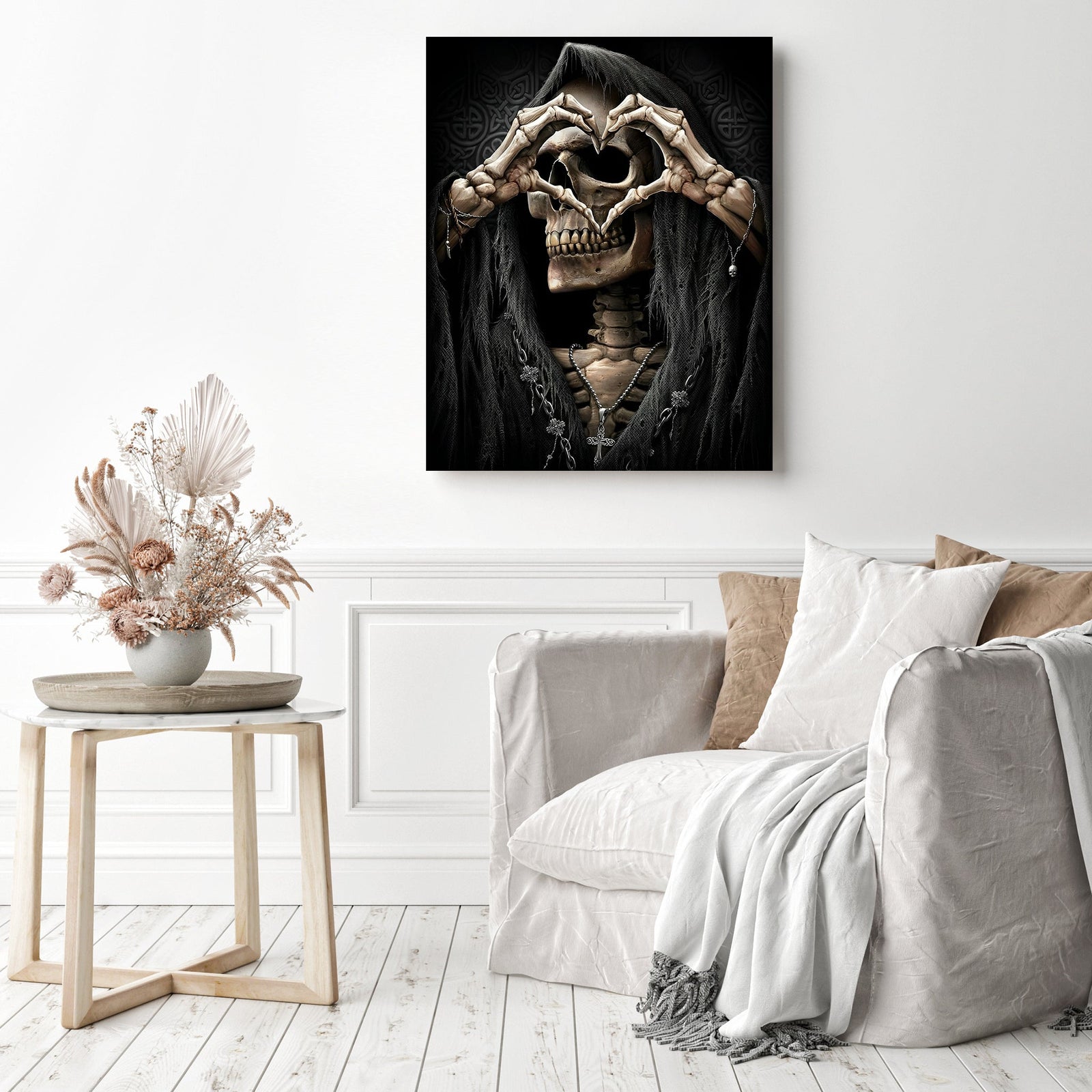 Skull | Diamond Painting Displayed as Home Decor