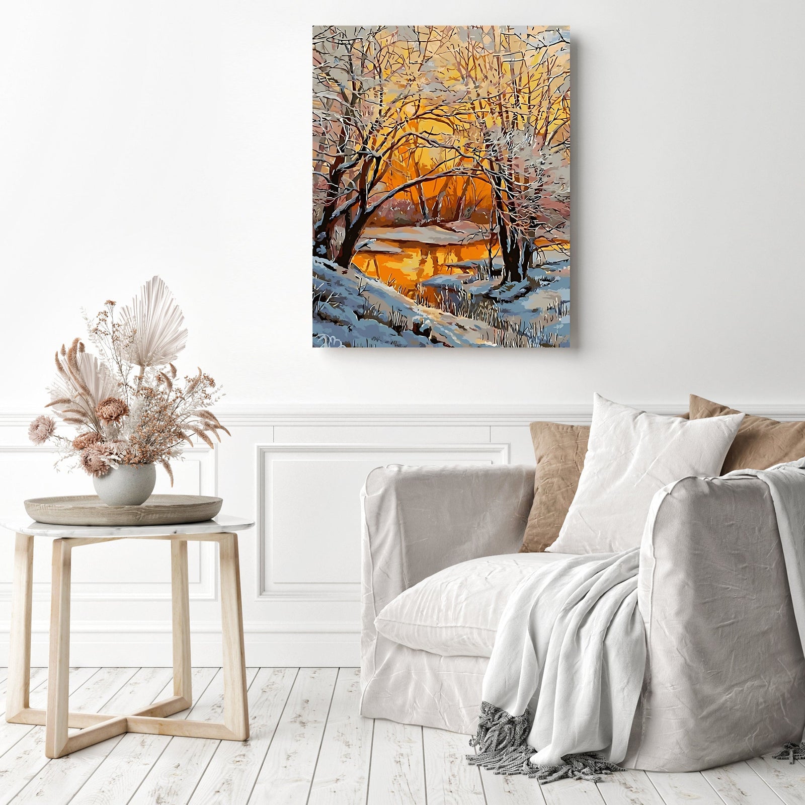 Snow Acrylic Modern | Diamond Painting Displayed as Home Decor