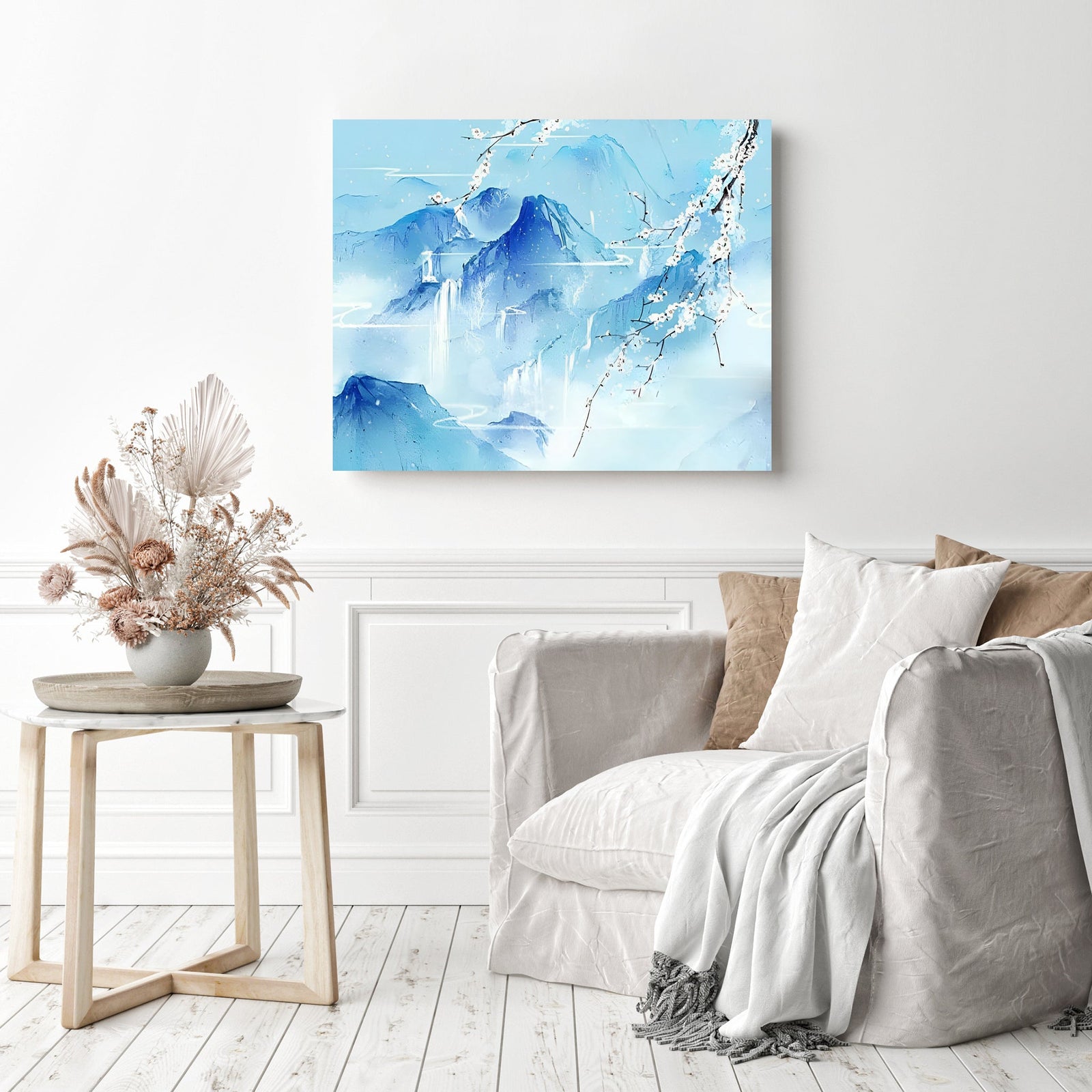 Snow Covered Mountain | Diamond Painting Displayed as Home Decor