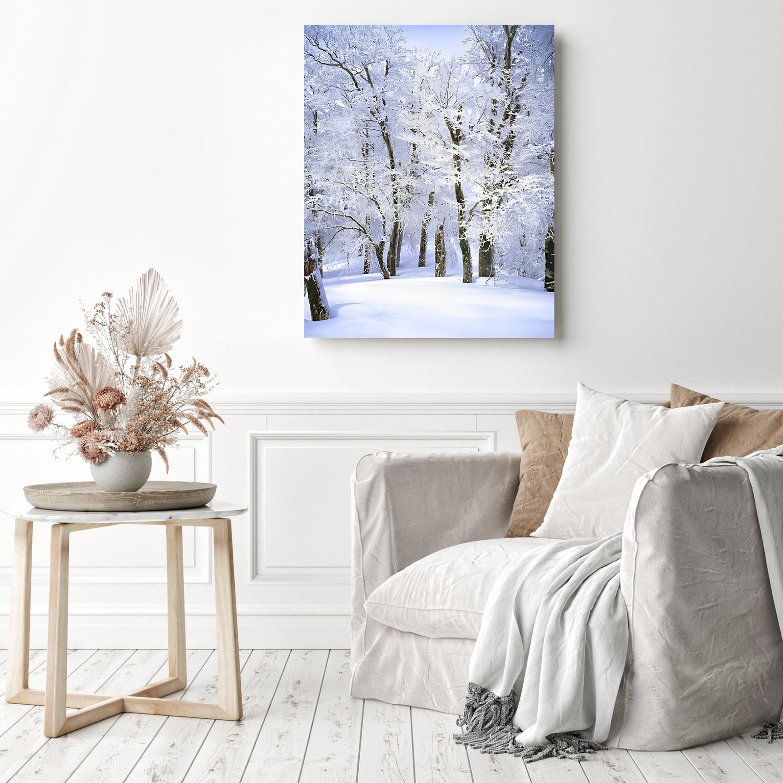 Trees Covered with Snow | Diamond Painting Displayed as Home Decor