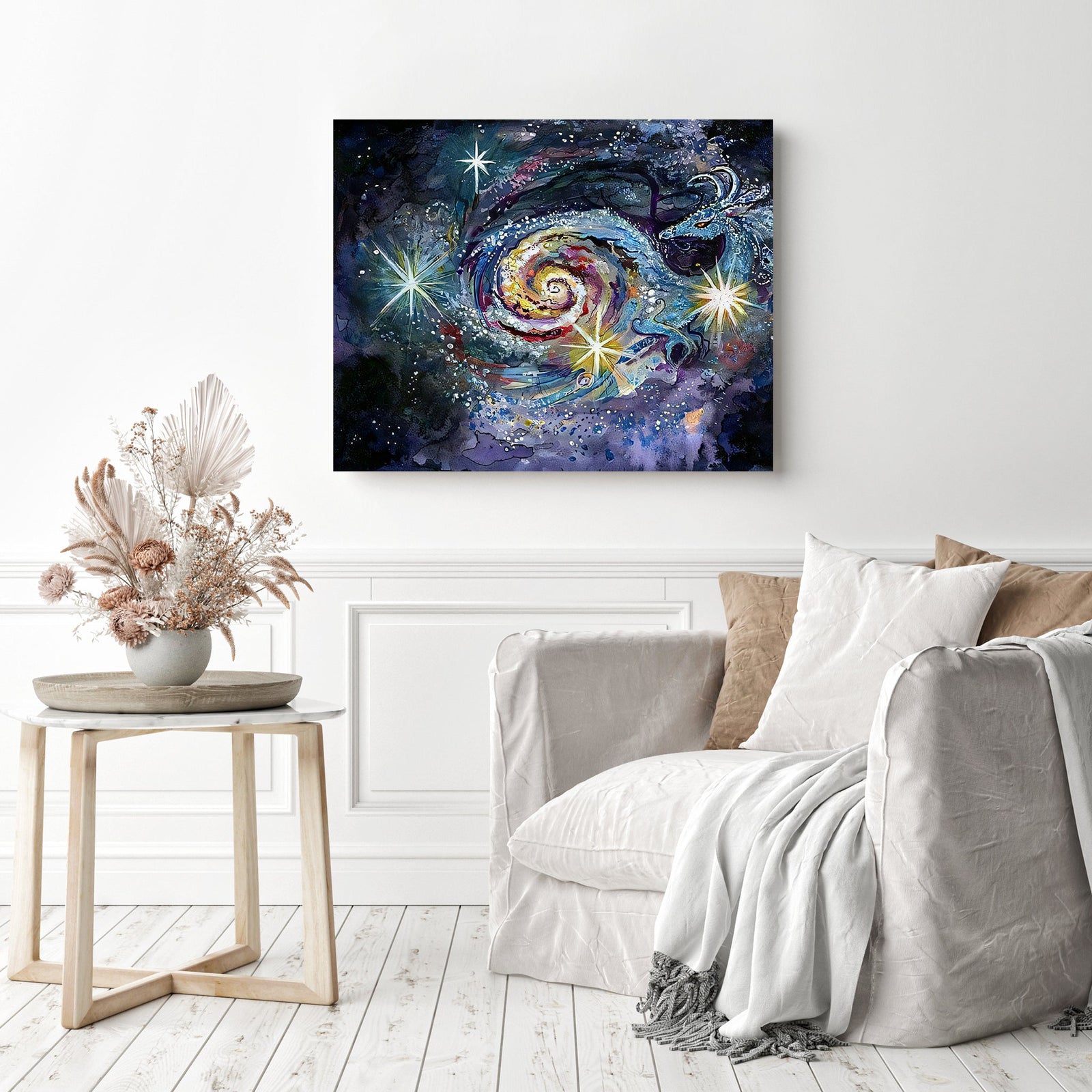 Galaxy Dragon | Diamond Painting Displayed as Home Decor