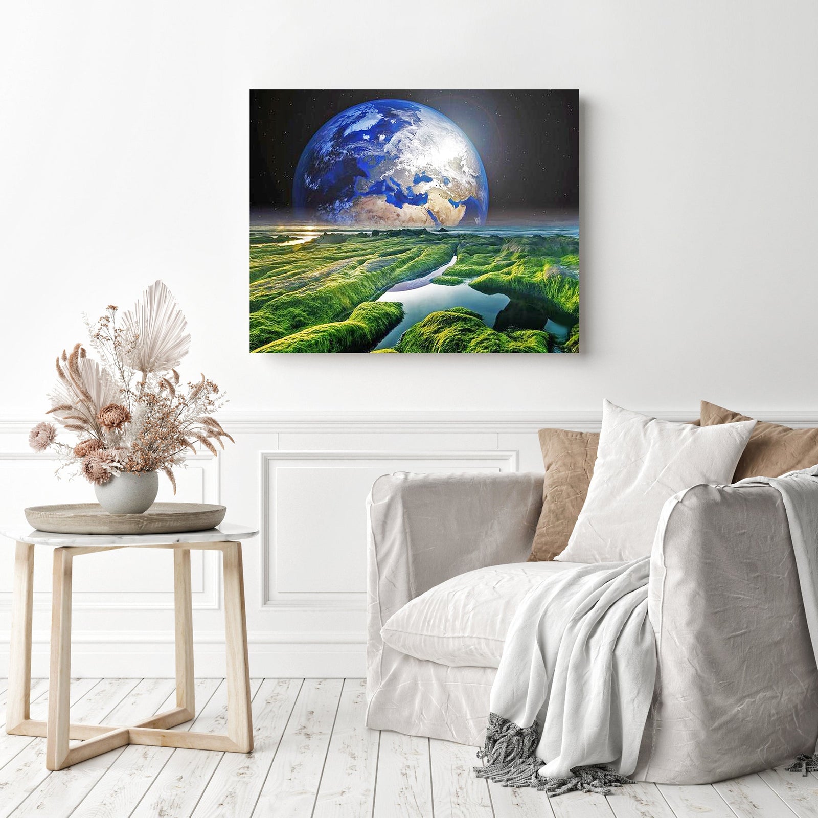 Earth Space Fantasy | Diamond Painting Displayed as Home Decor