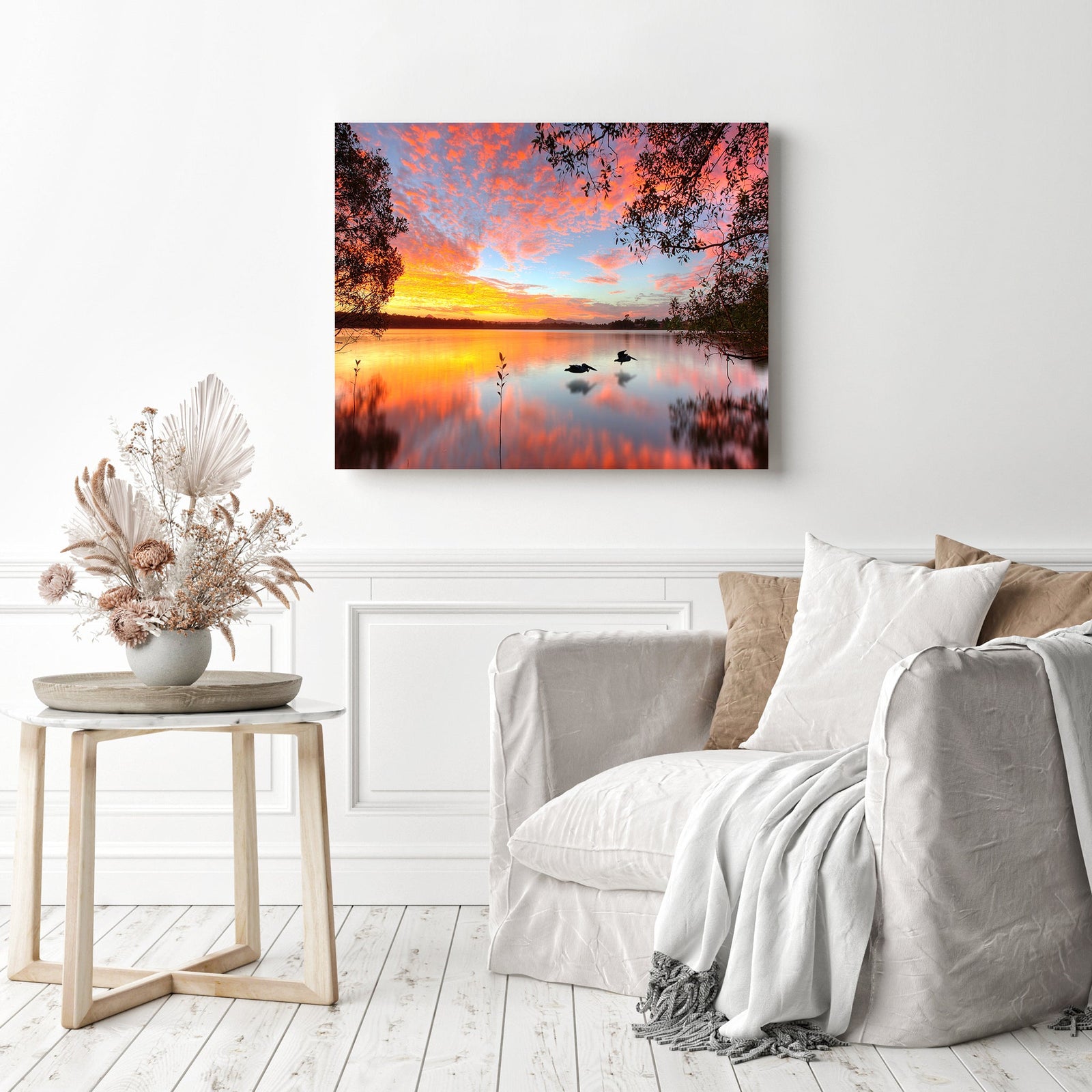 Sunset on the Lake | Diamond Painting Displayed as Home Decor