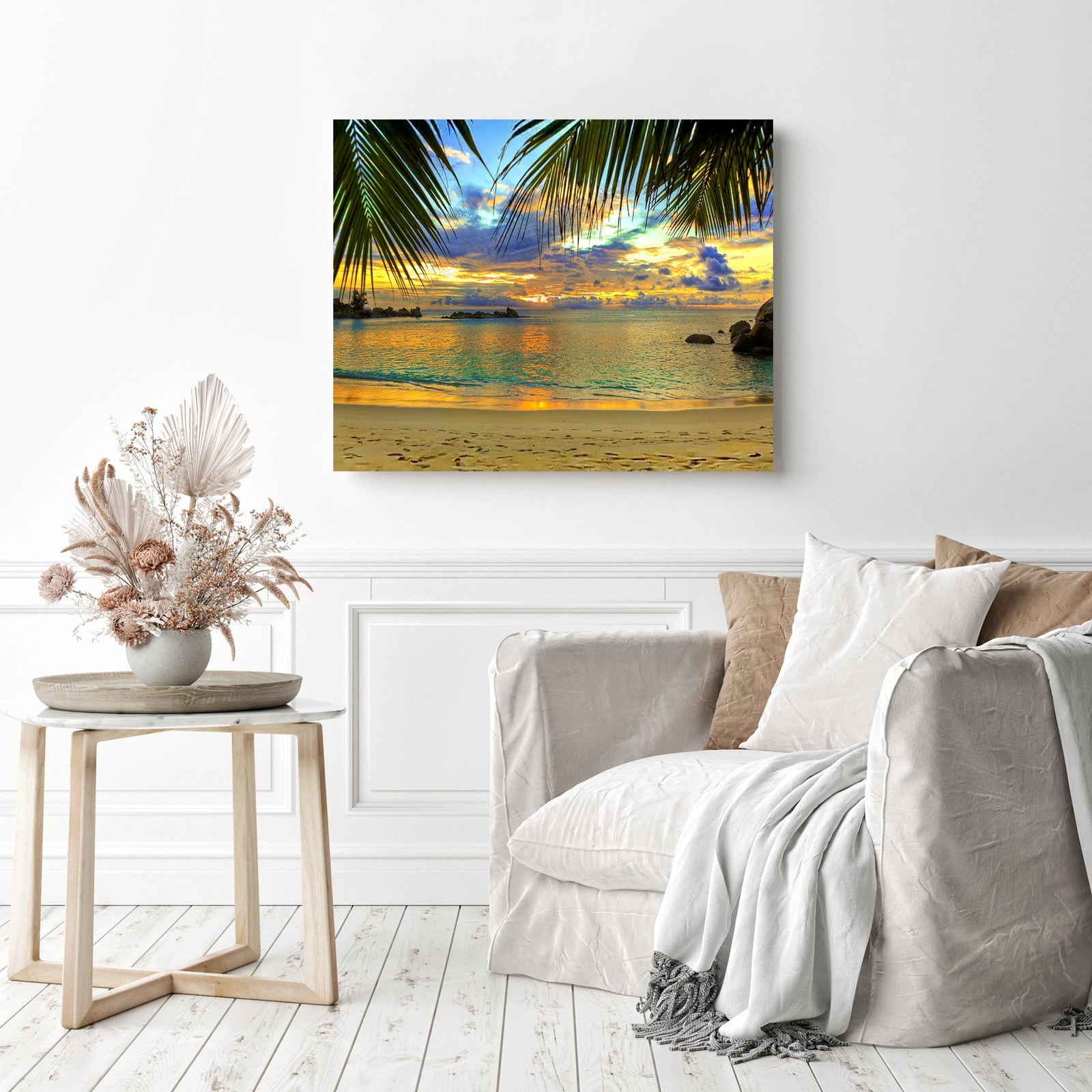 Aqua Sunset | Diamond Painting Displayed as Home Decor