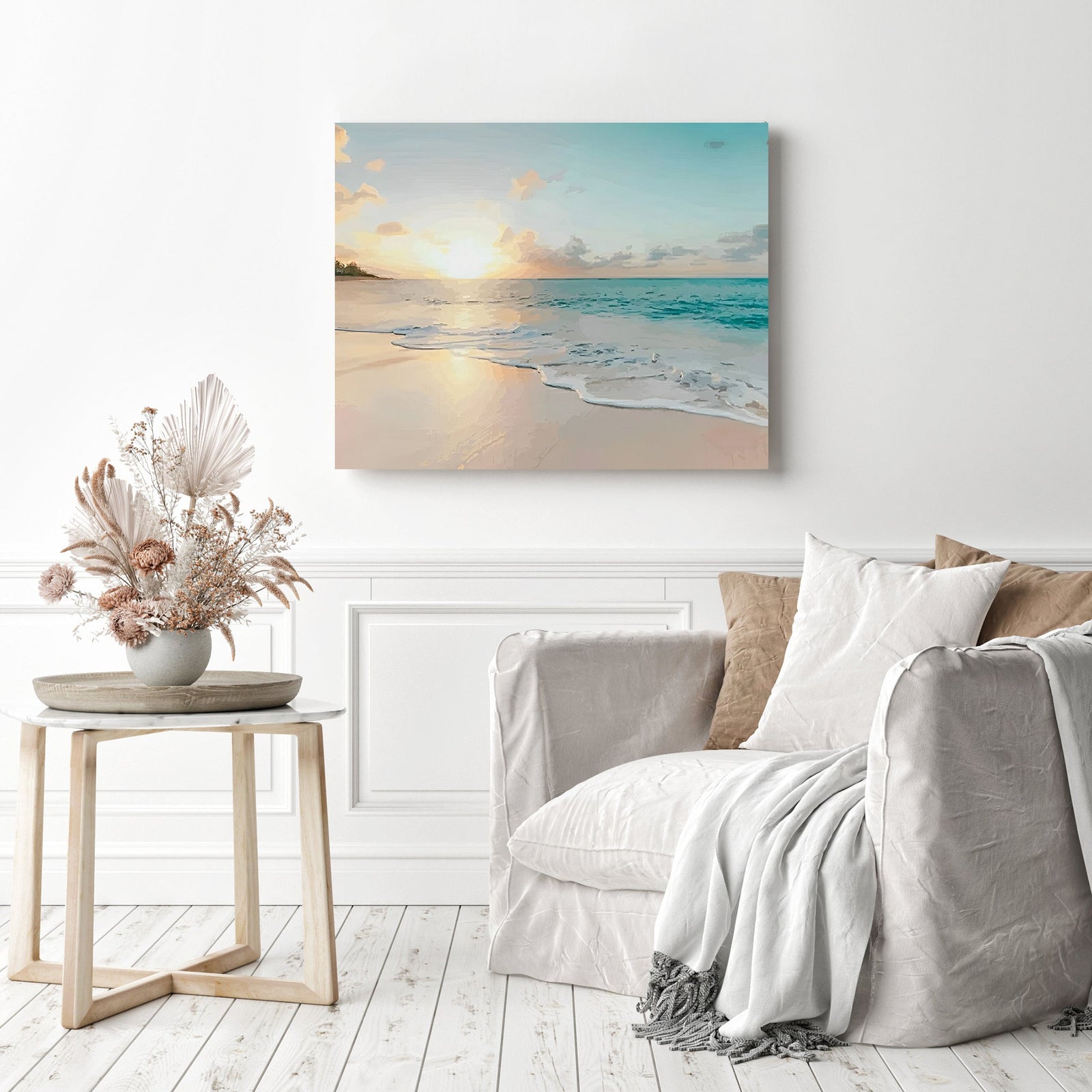 Sunrise at the Beach | Diamond Painting Displayed as Home Decor