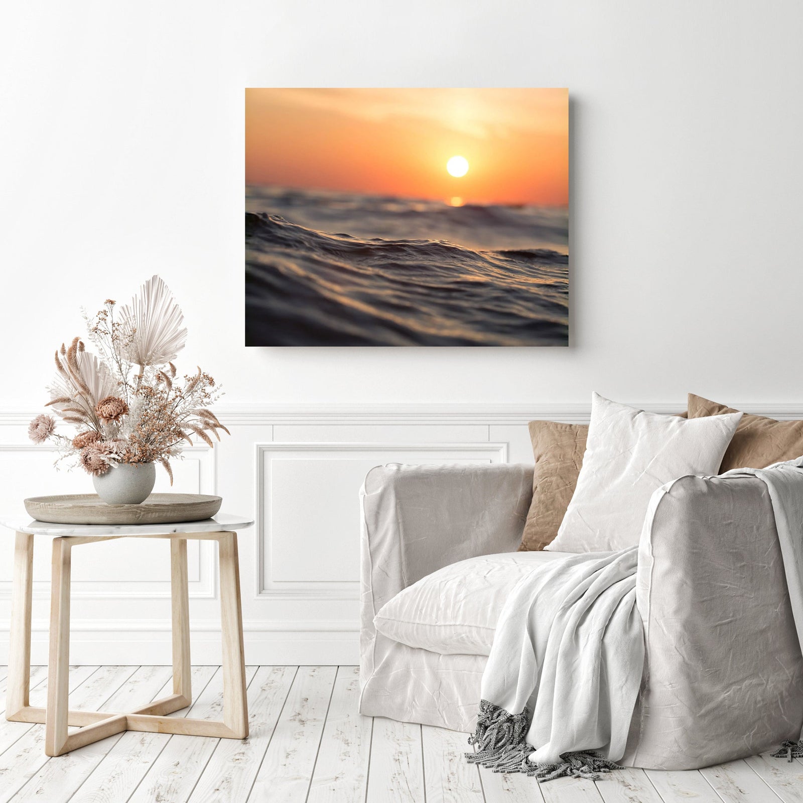 Sunset Water | Diamond Painting Displayed as Home Decor