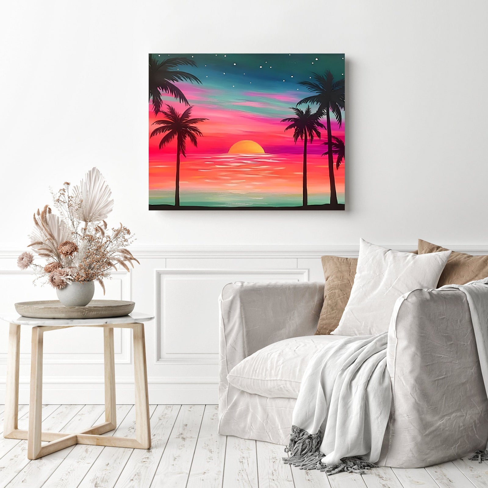 Summer Beach Sunset | Diamond Painting Displayed as Home Decor