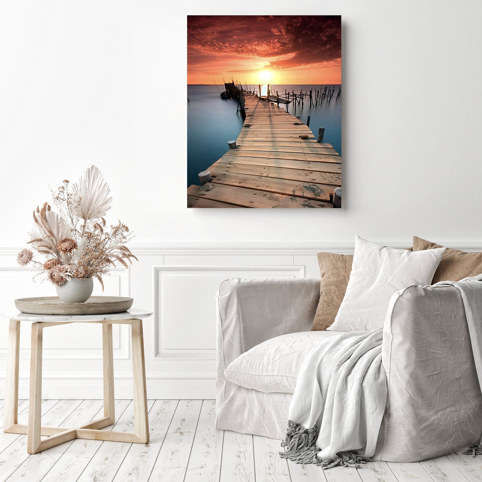 Sunset Boardwalk | Diamond Painting Displayed as Home Decor