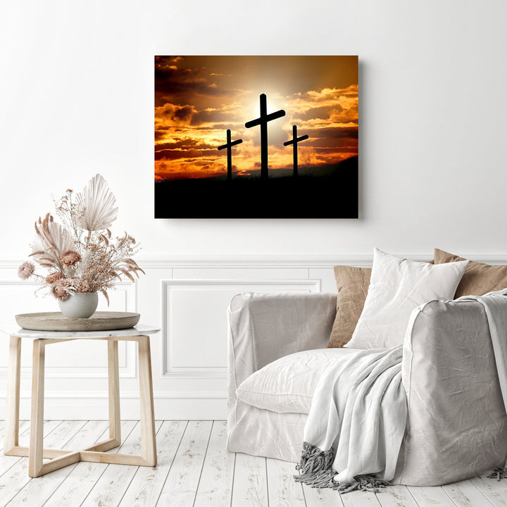 Crosses at Sunset on the Hill | Diamond Painting