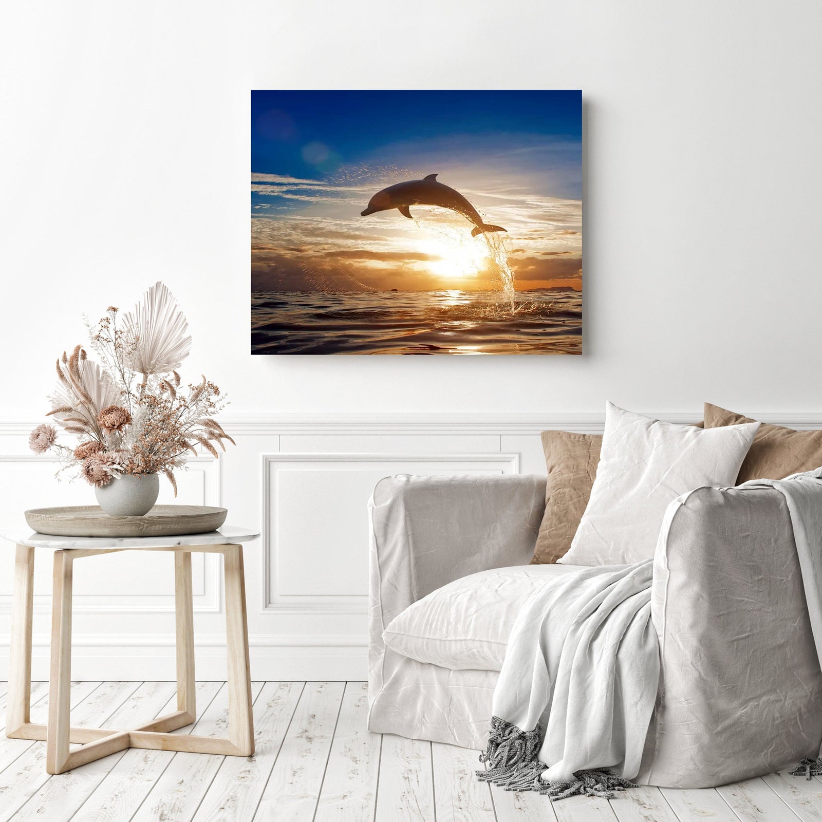 Jumping Dolphin | Diamond Painting Displayed as Home Decor