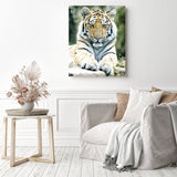 Tiger's Gaze | Diamond Painting Displayed as Home Decor