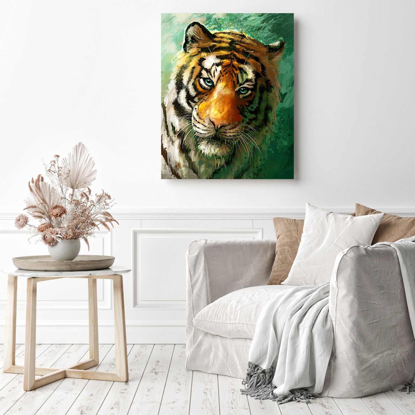 Tiger Vividness | Diamond Painting Displayed as Home Decor