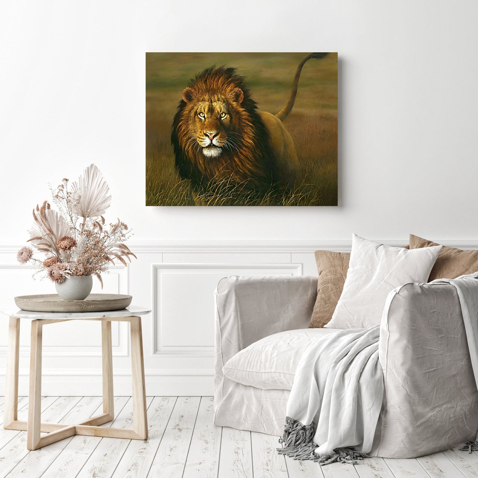 A Proud Lion | Diamond Painting Displayed as Home Decor