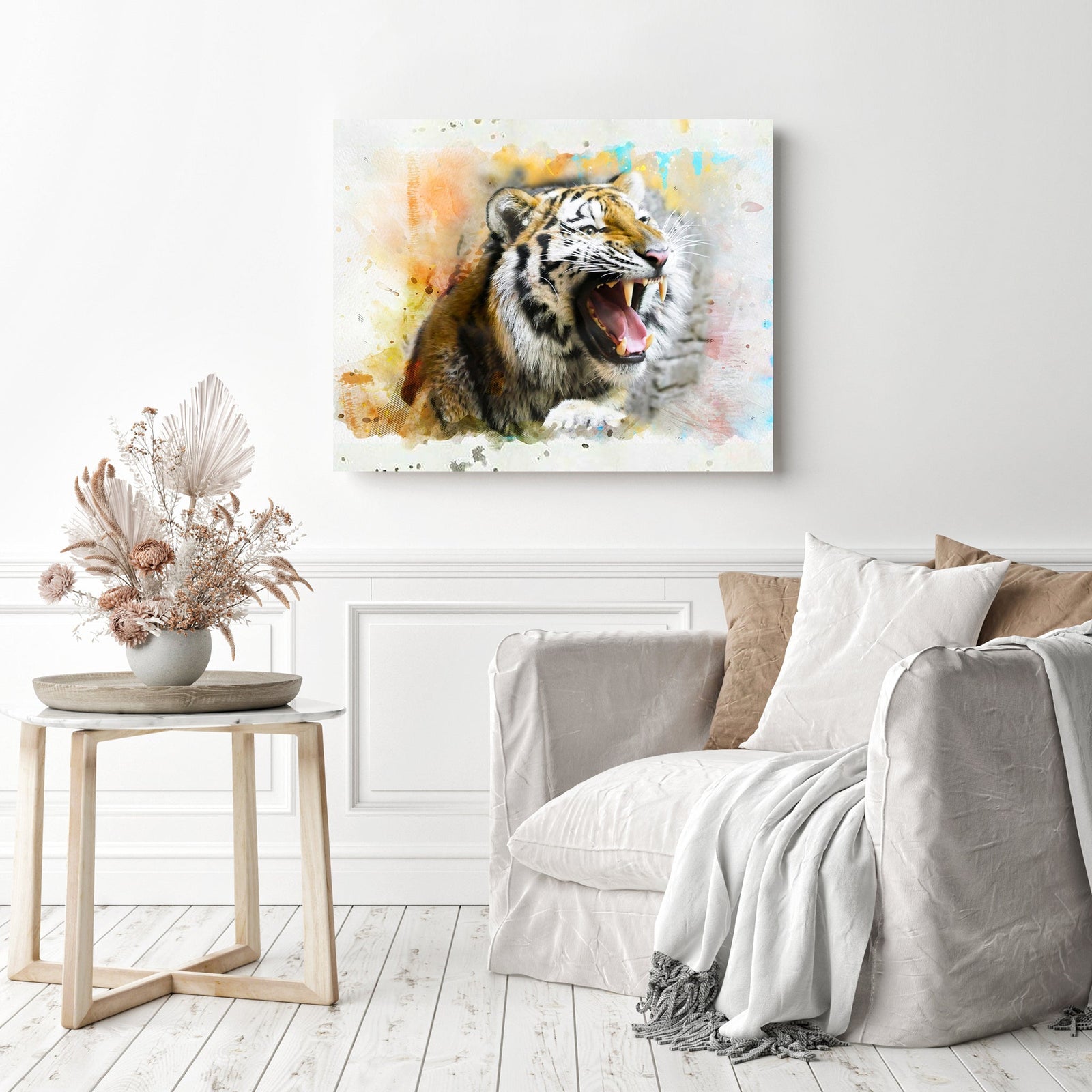 Fierce Tiger | Diamond Painting Displayed as Home Decor