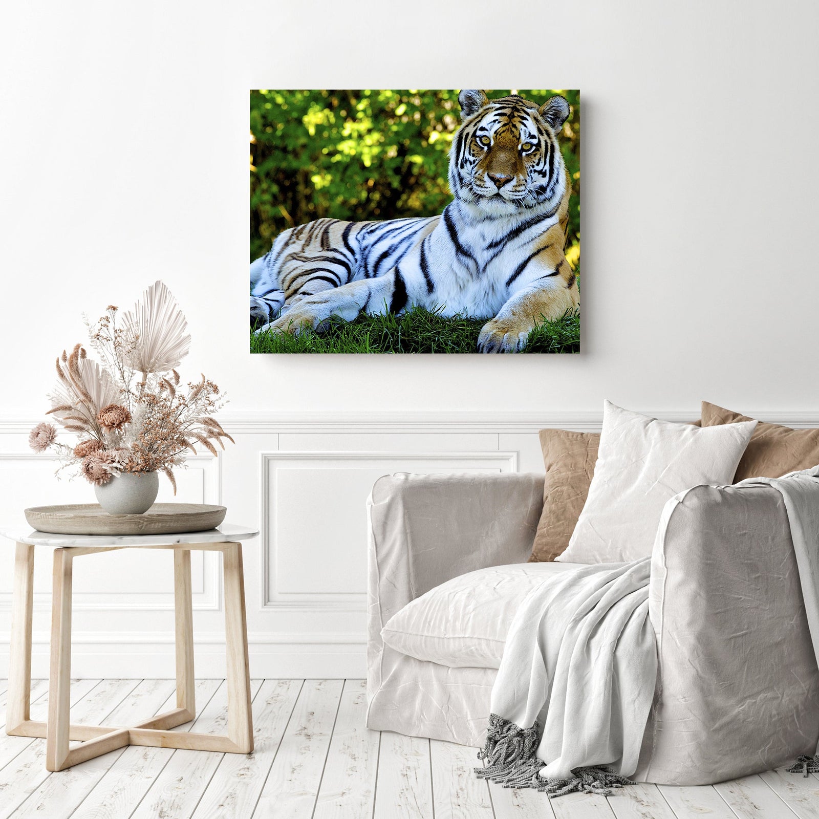 Tiger's Stare | Diamond Painting Displayed as Home Decor