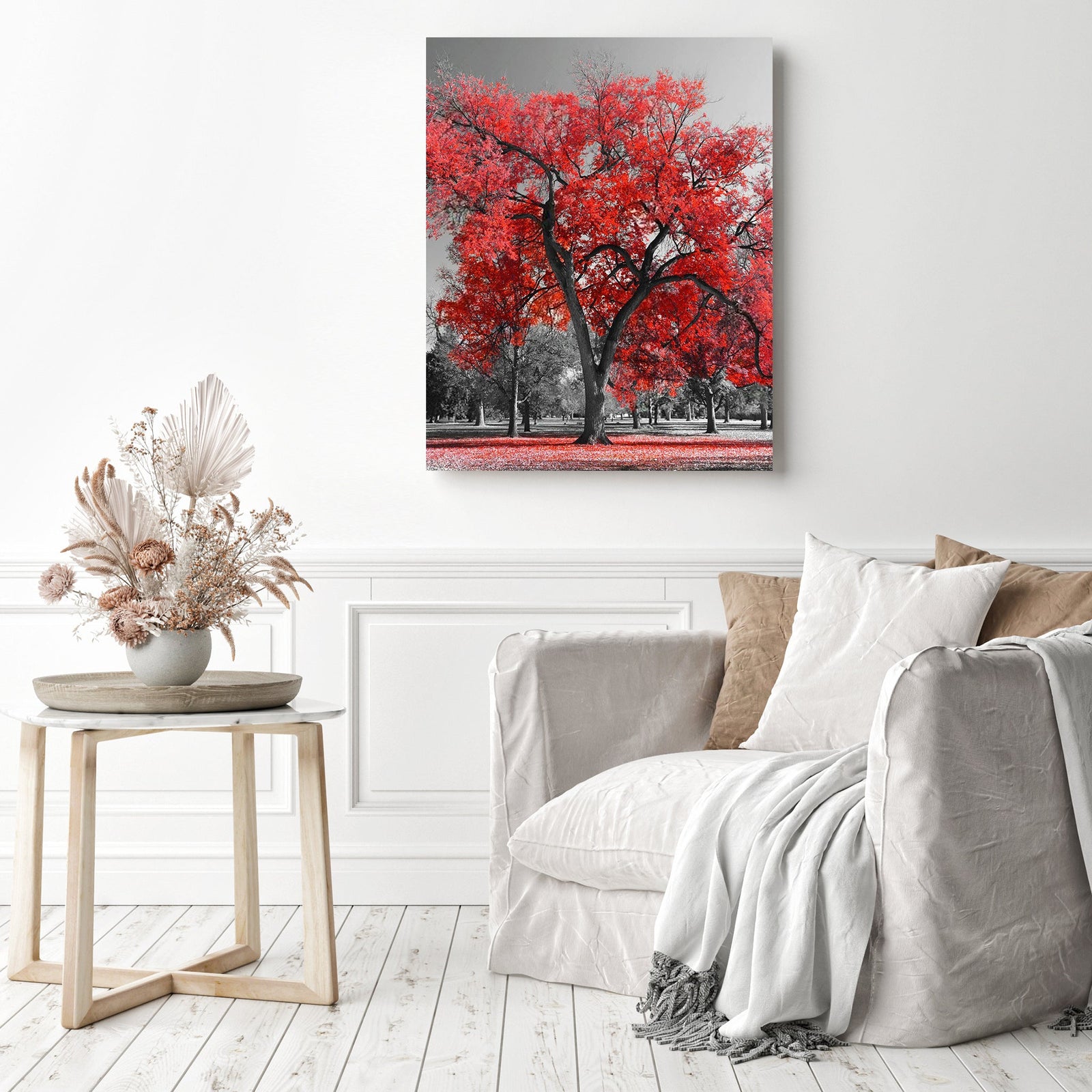 Big Red Tree | Diamond Painting Displayed as Home Decor