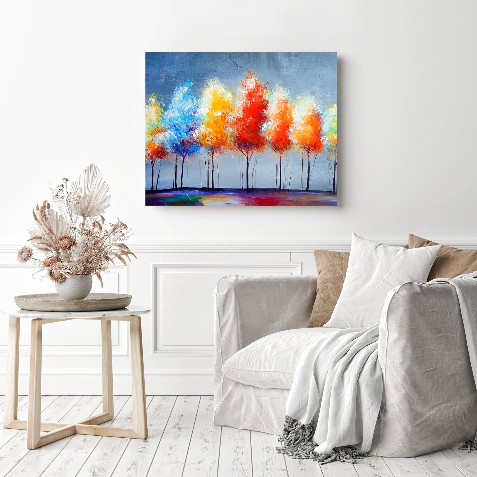 Colorful Trees | Diamond Painting Displayed as Home Decor