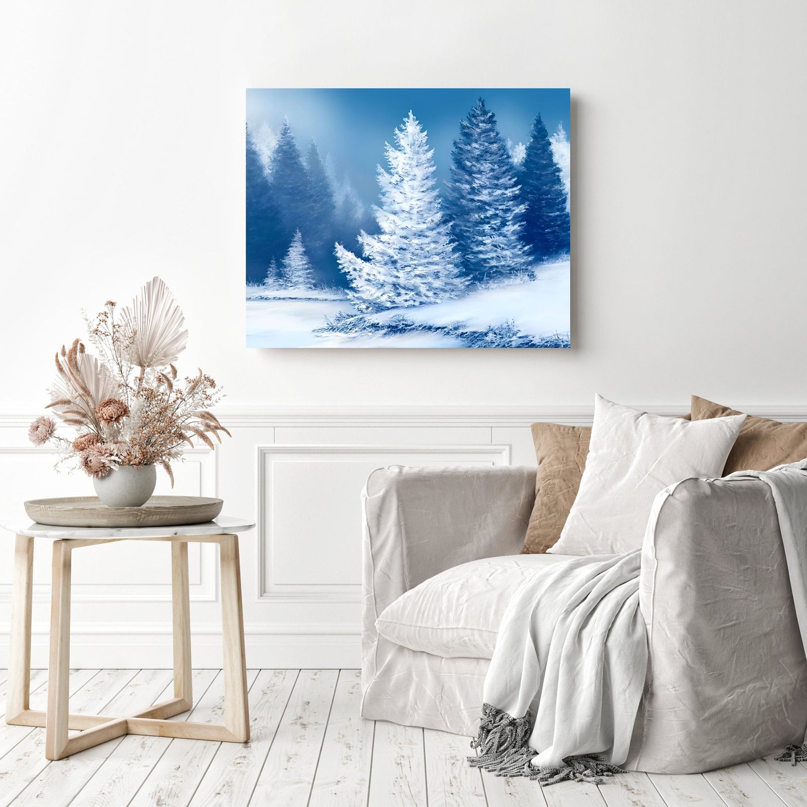 Snowy Winter Day | Diamond Painting Displayed as Home Decor