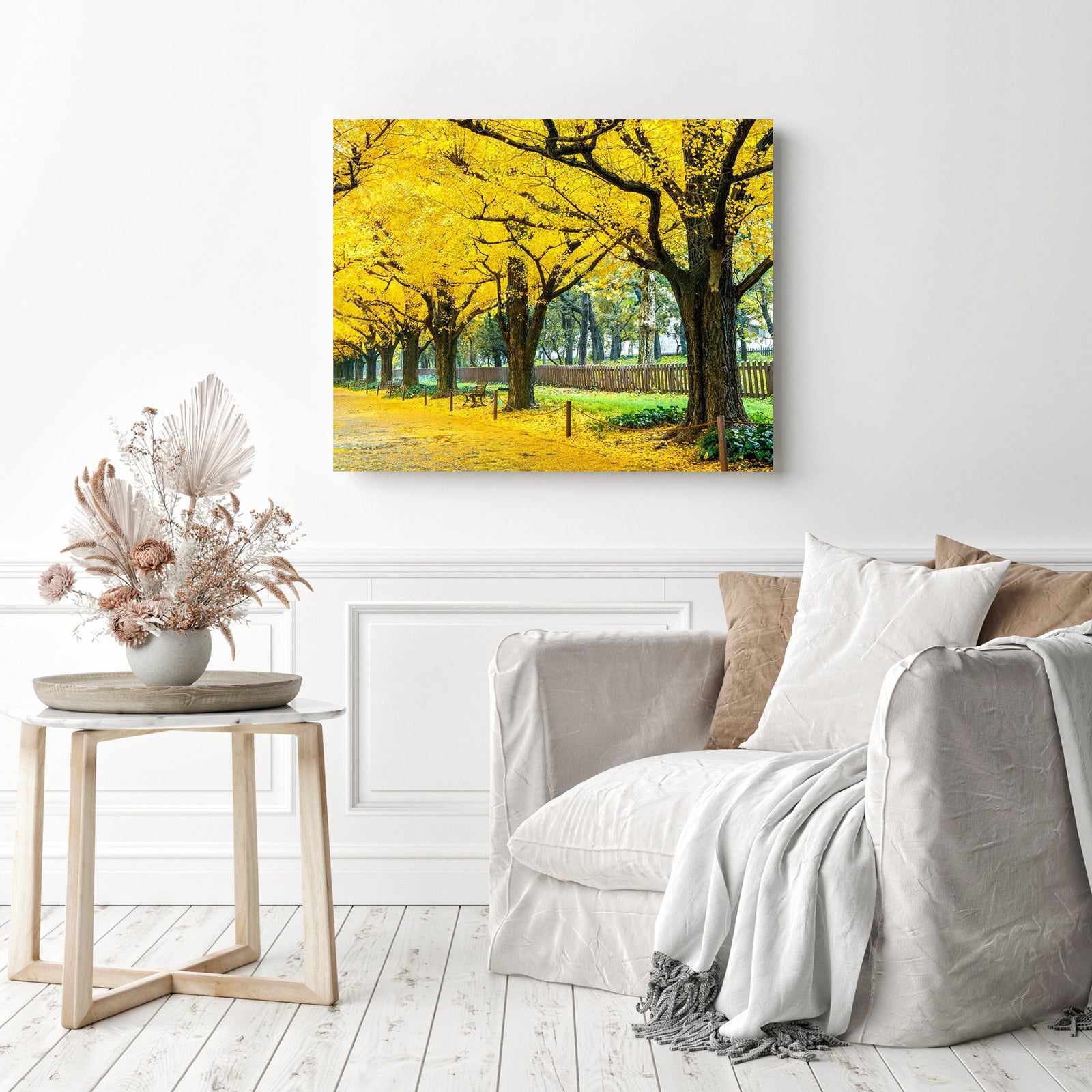 Yellow Ginkgo Trees | Diamond Painting Displayed as Home Decor