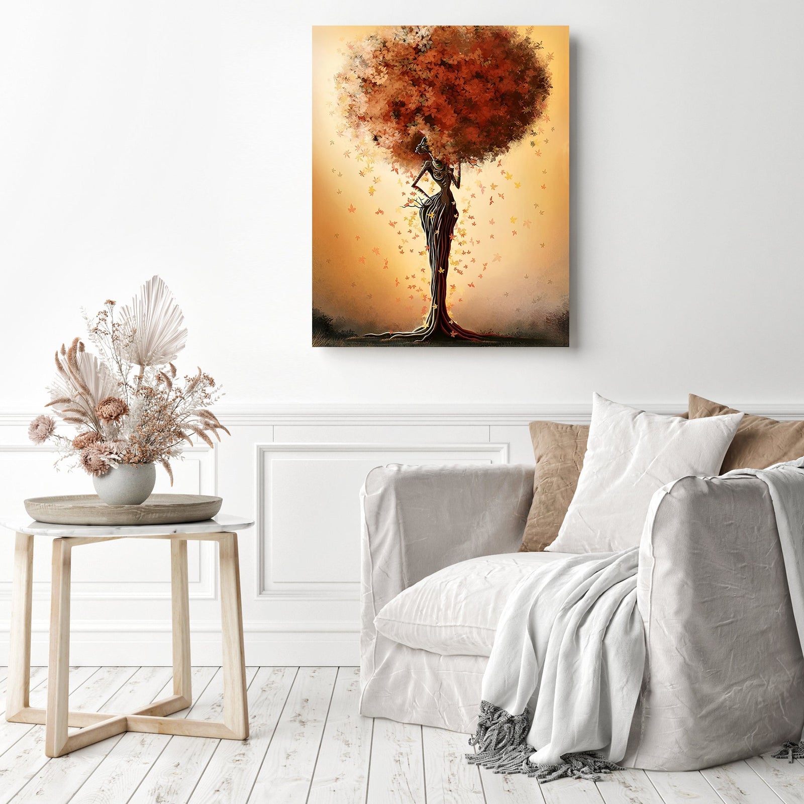 African Woman Abstract Tree | Diamond Painting Displayed as Home Decor