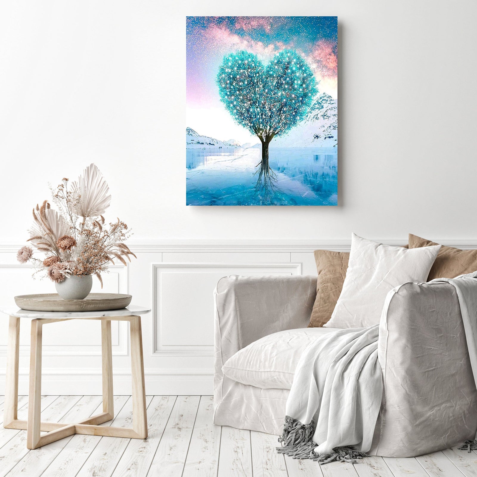 Blue Love Tree | Diamond Painting Displayed as Home Decor