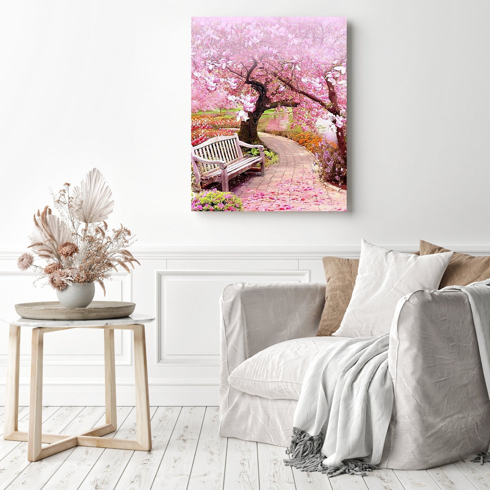 Cherry Blossom Natural | Diamond Painting Displayed as Home Decor