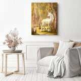 White Unicorn | Diamond Painting Displayed as Home Decor