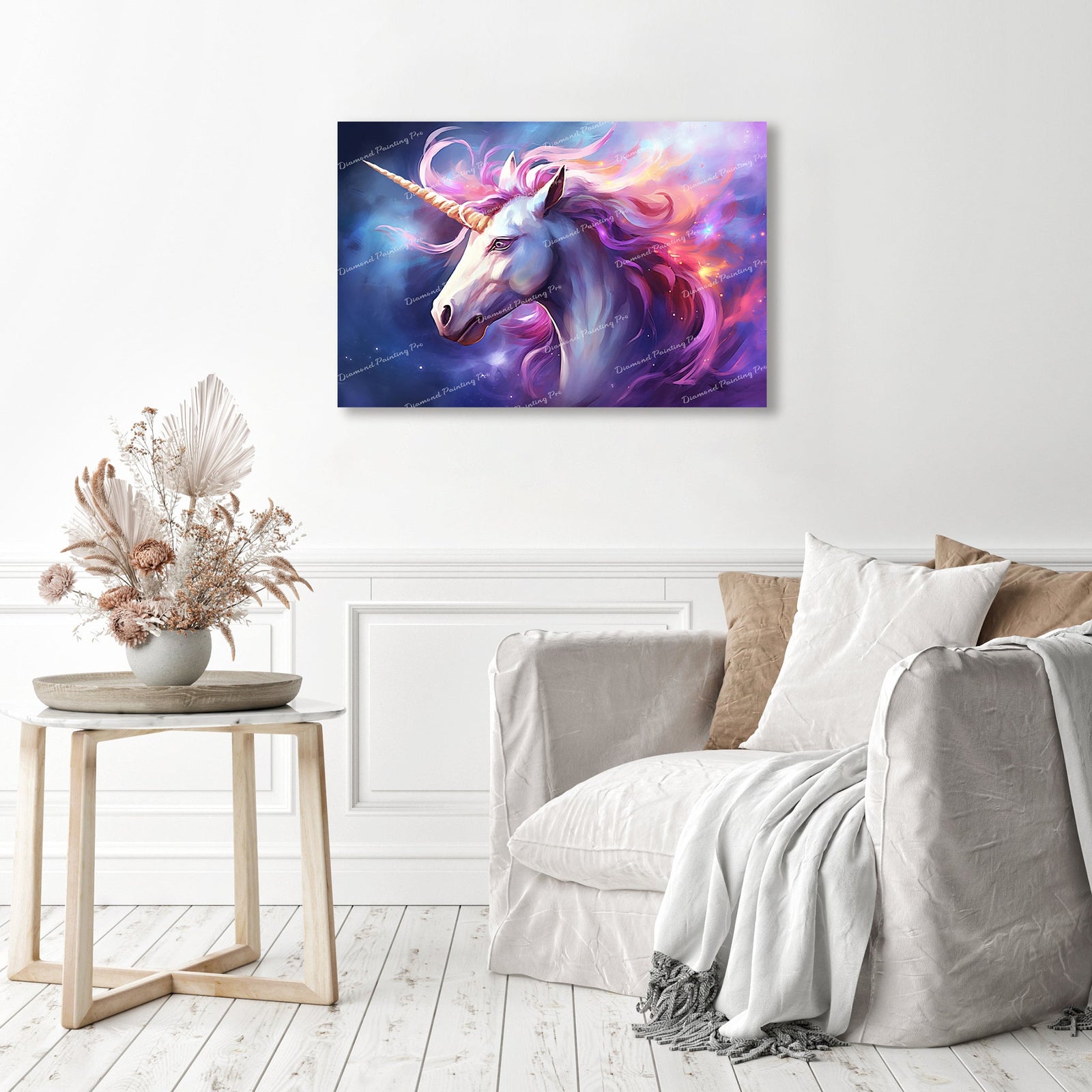 Enchanted Twilight Unicorn | Diamond Painting Displayed as Home Decor