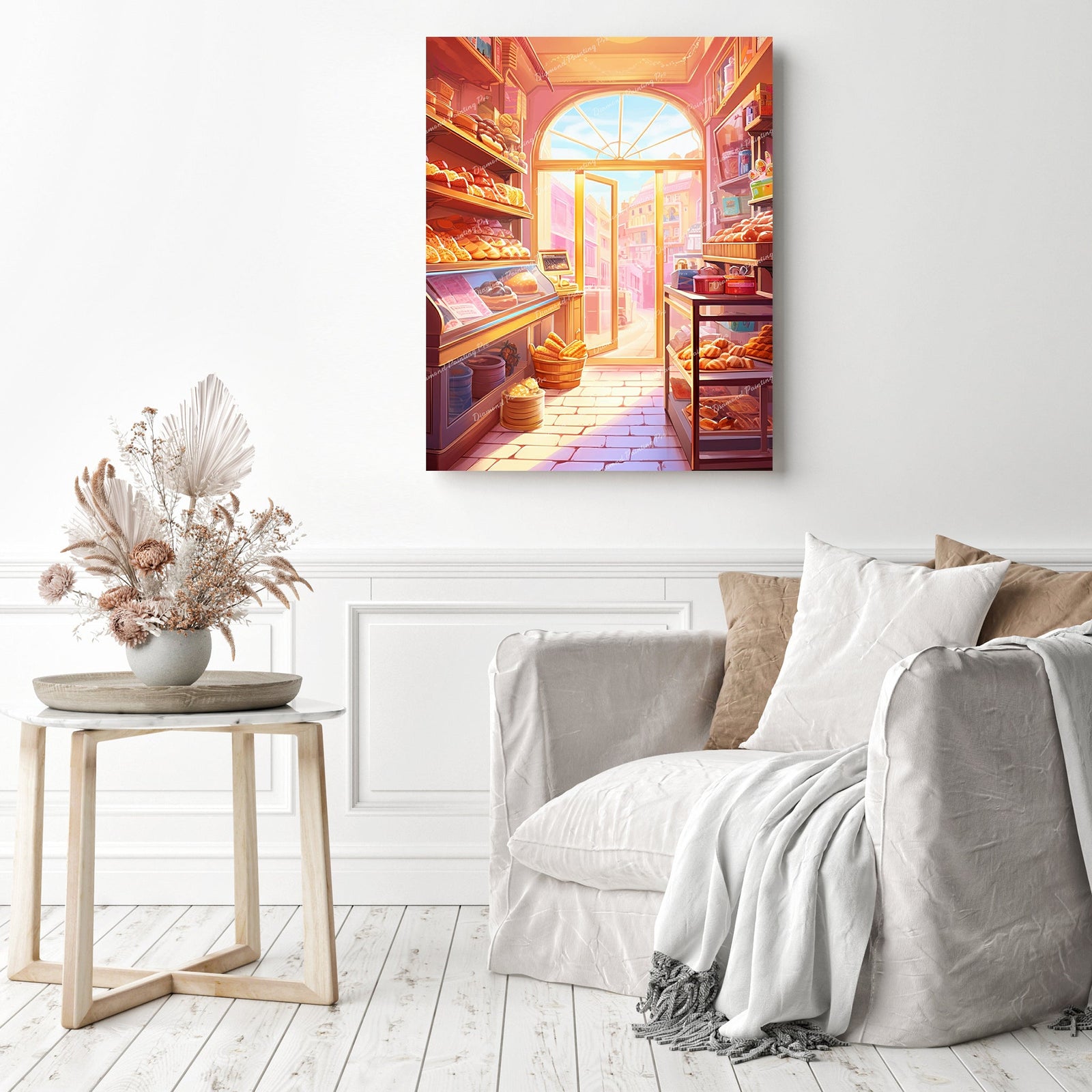 Pastel Bakery Delights | Diamond Painting Displayed as Home Decor