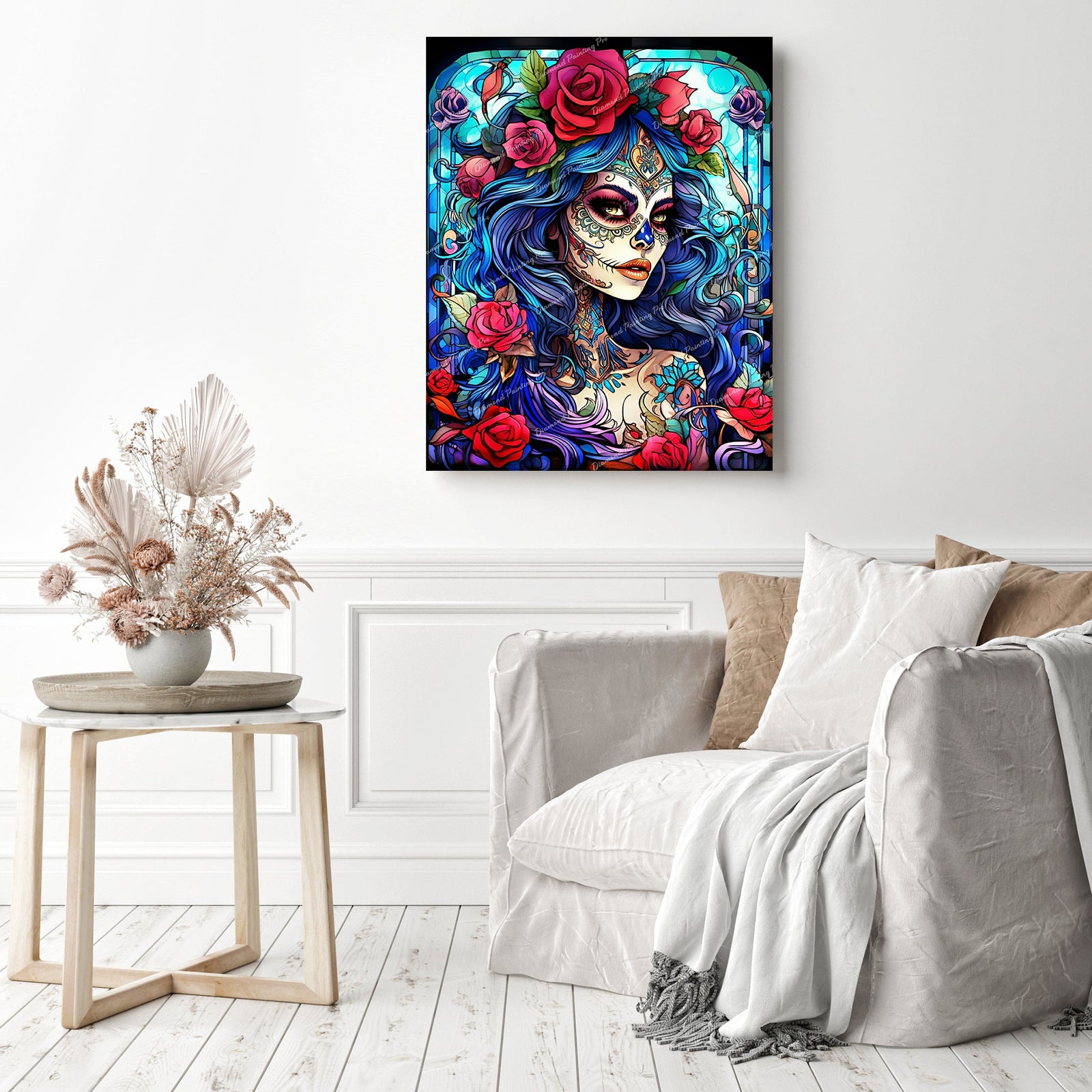 Calavera Allure | Diamond Painting Displayed as Home Decor