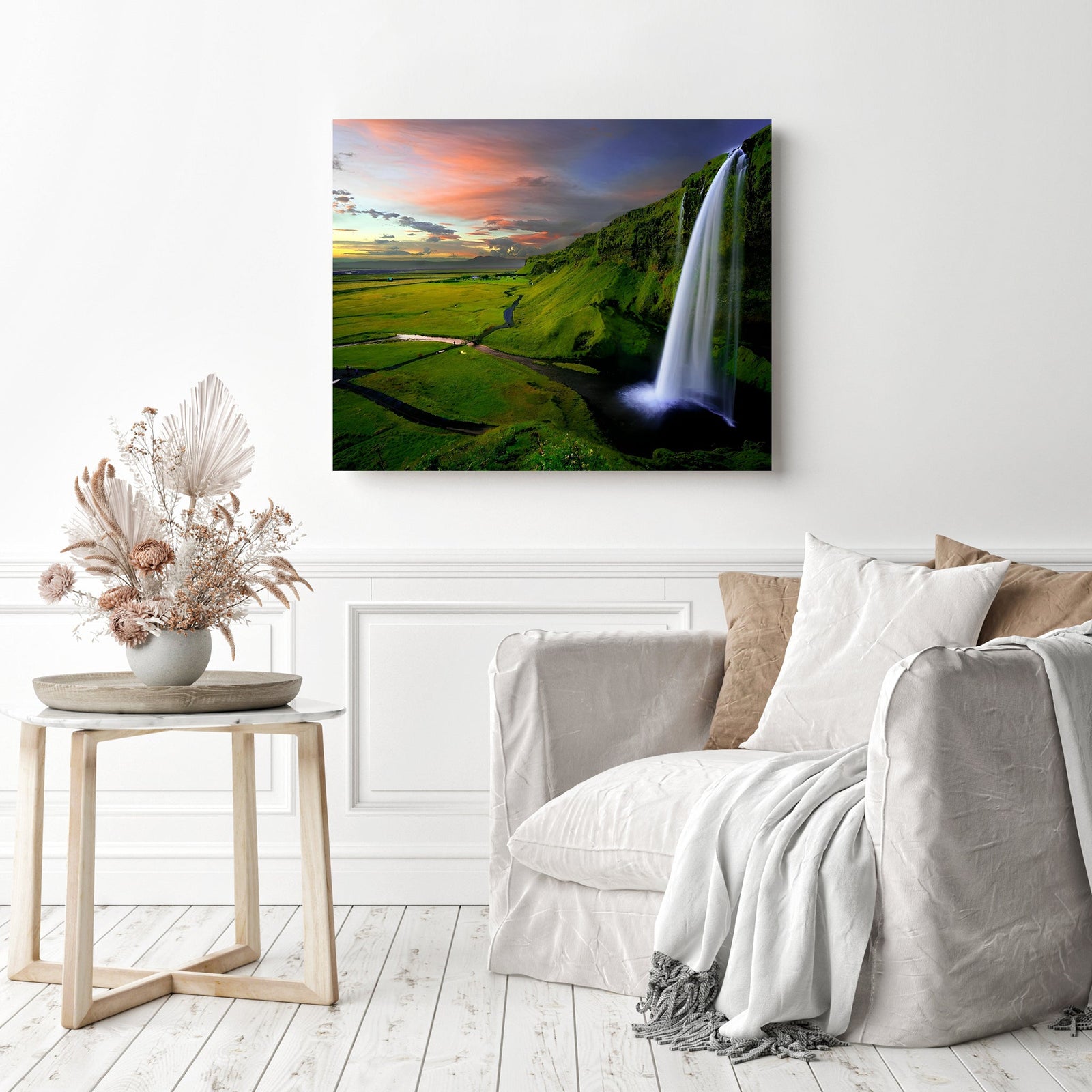 Waterfall Scene | Diamond Painting Displayed as Home Decor