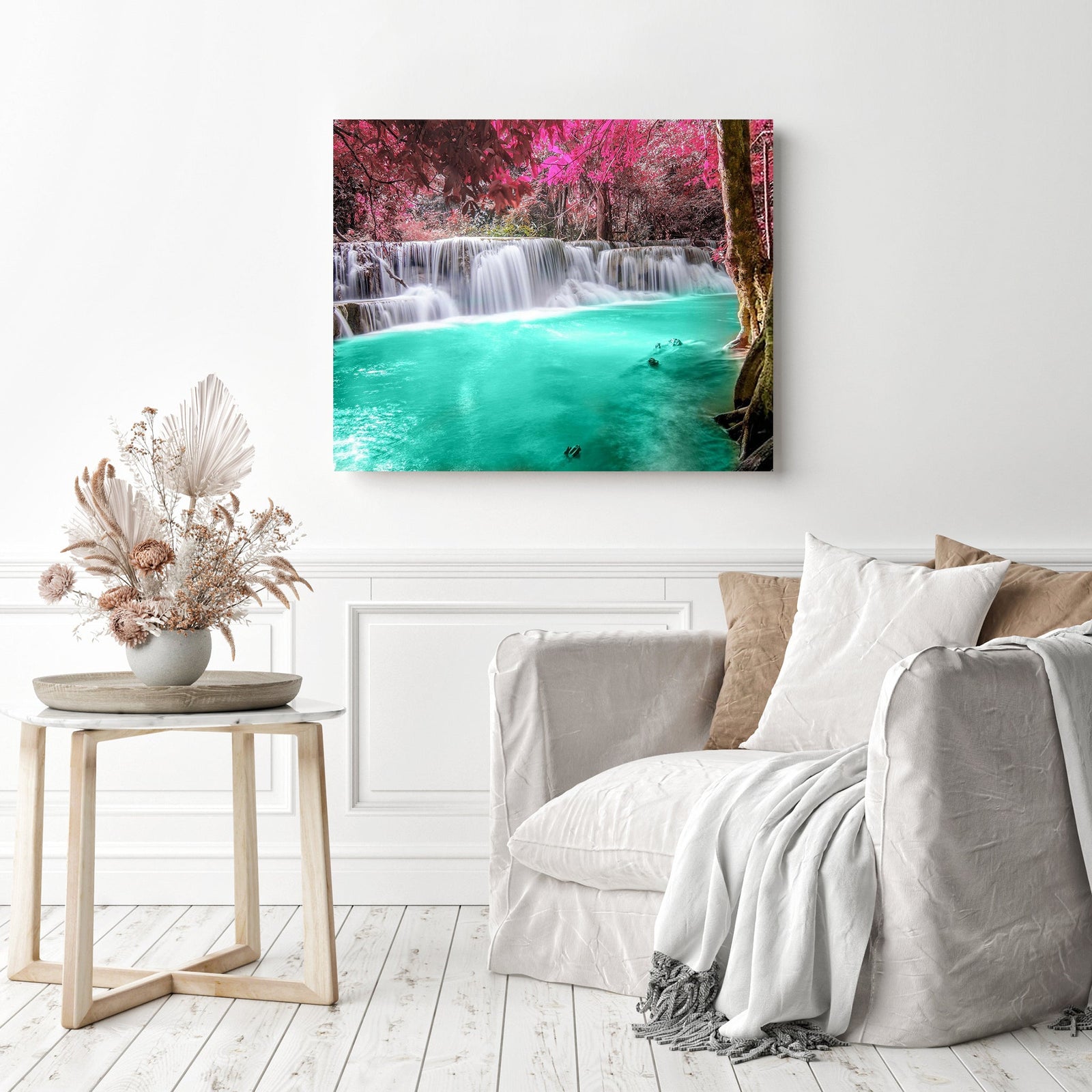 Enchanting Waterfalls | Diamond Painting Displayed as Home Decor