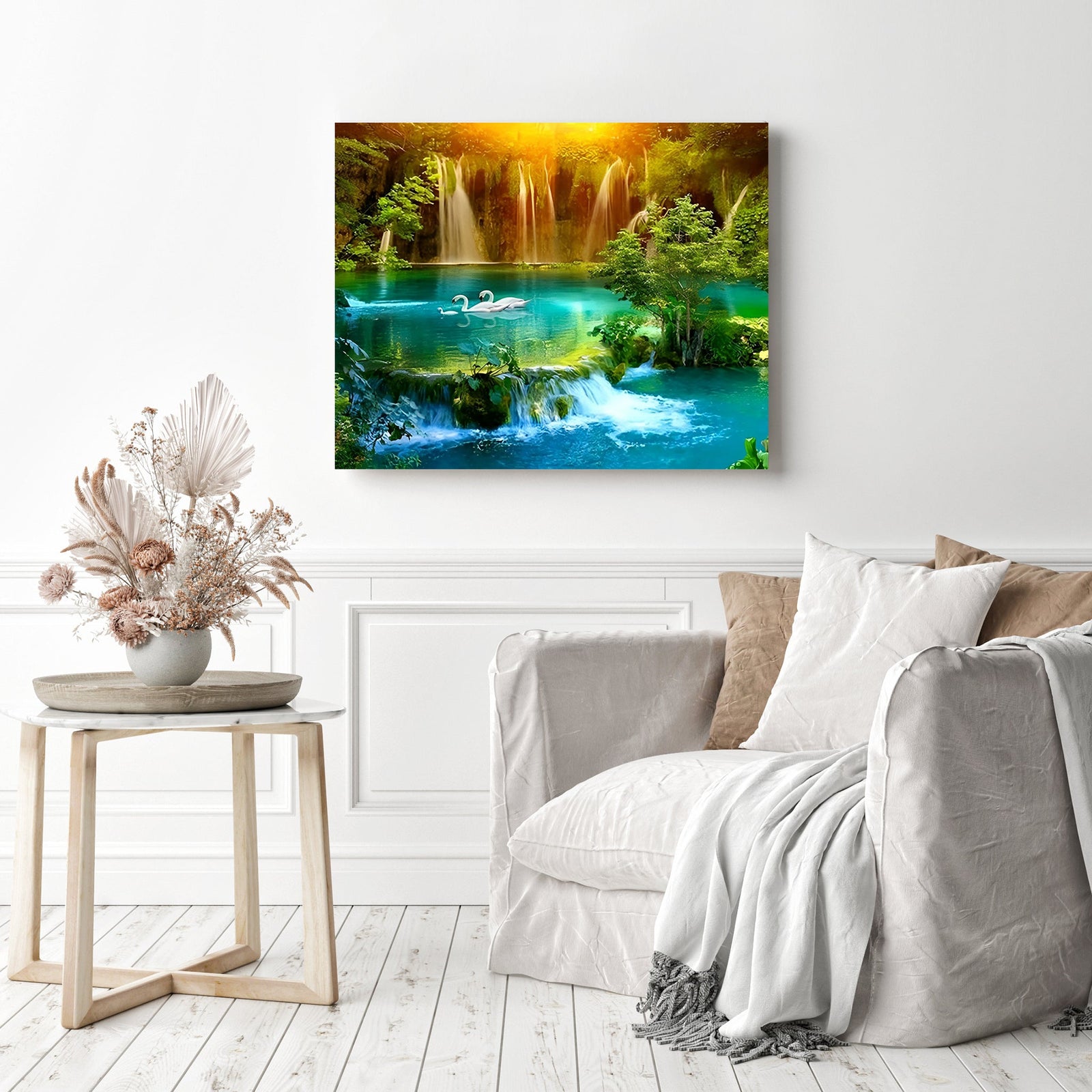 Cascading Waterfalls | Diamond Painting Displayed as Home Decor