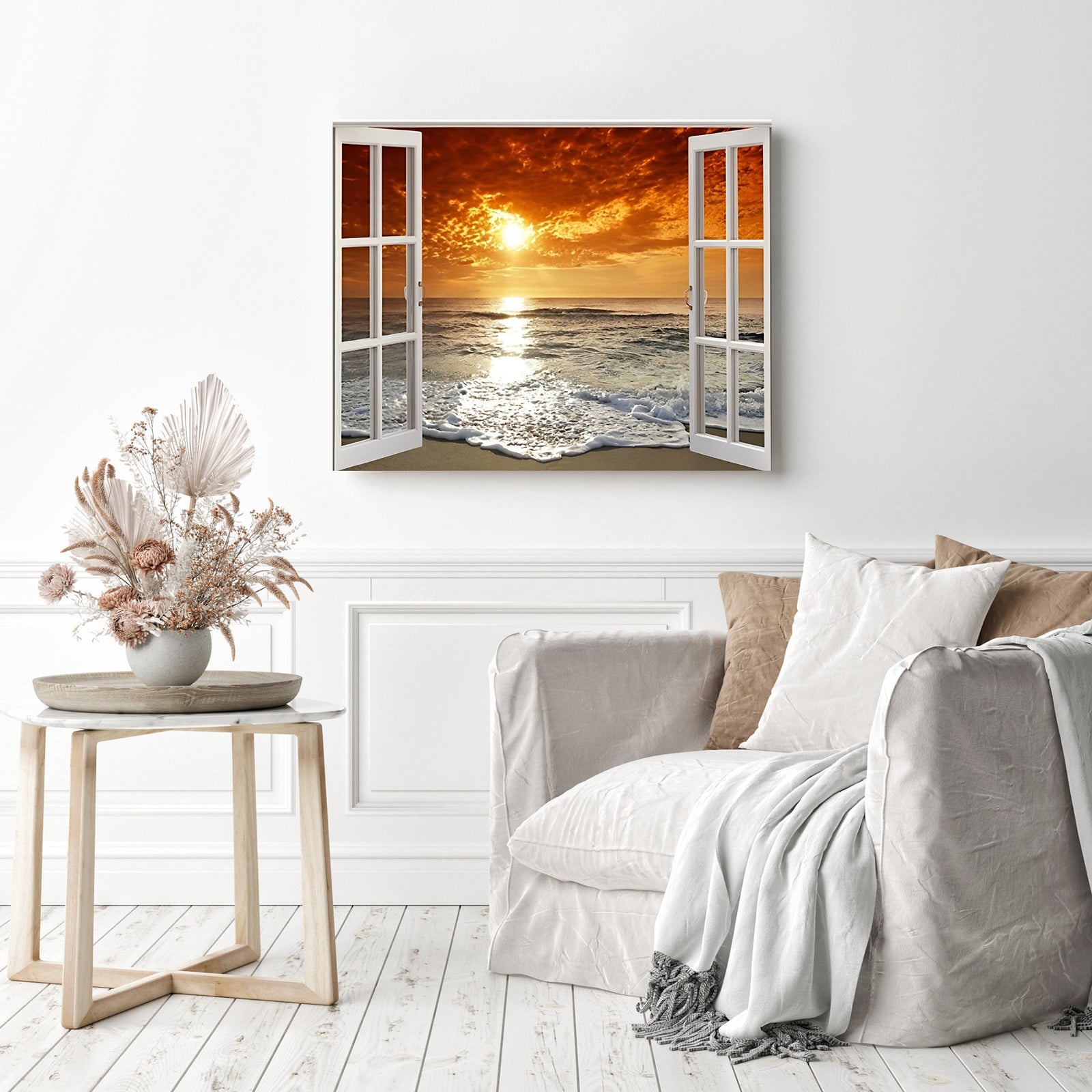 Window with Sunset View | Diamond Painting Displayed as Home Decor