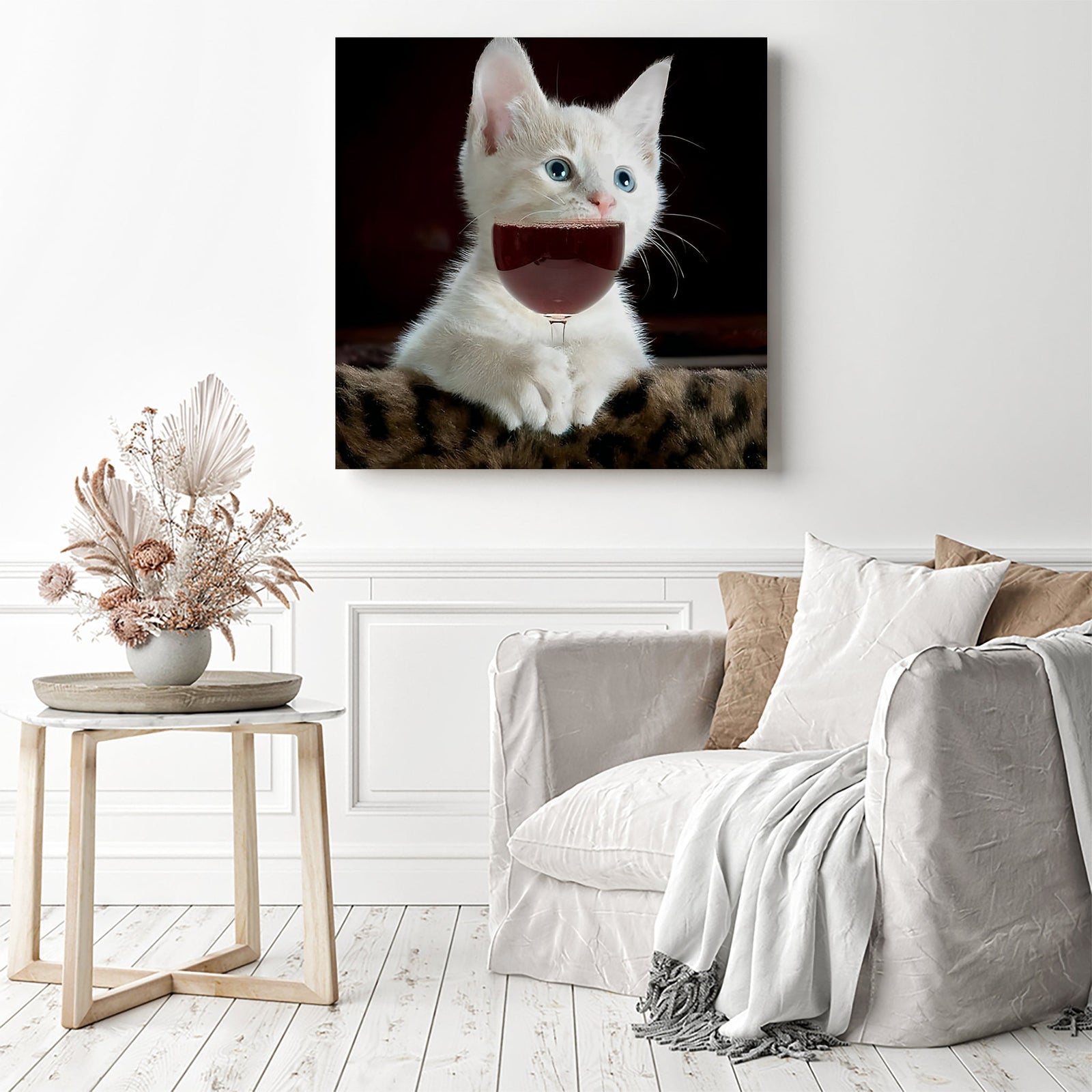 Cat Wine | Diamond Painting Displayed as Home Decor