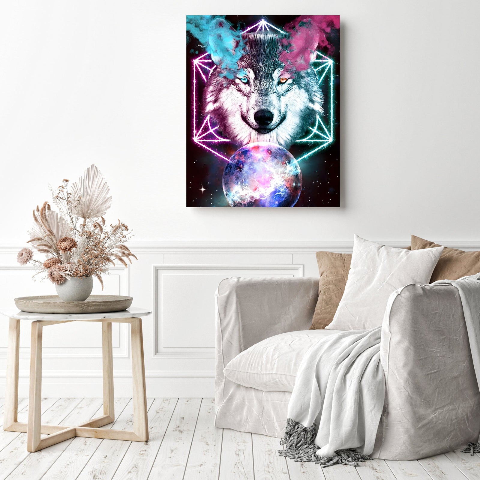 Fantasy Wolf | Diamond Painting Displayed as Home Decor