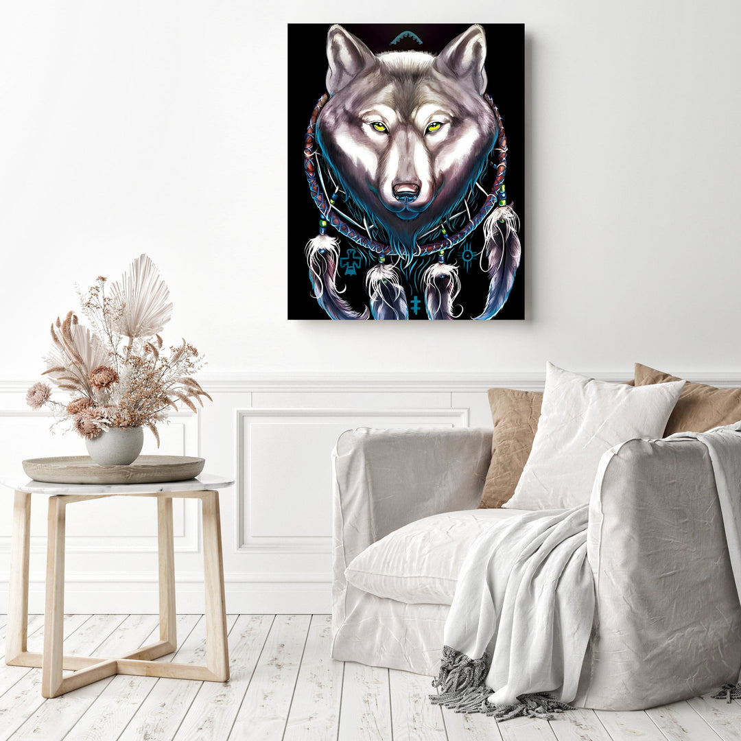 Grey Wolf Dream Catcher | Diamond Painting